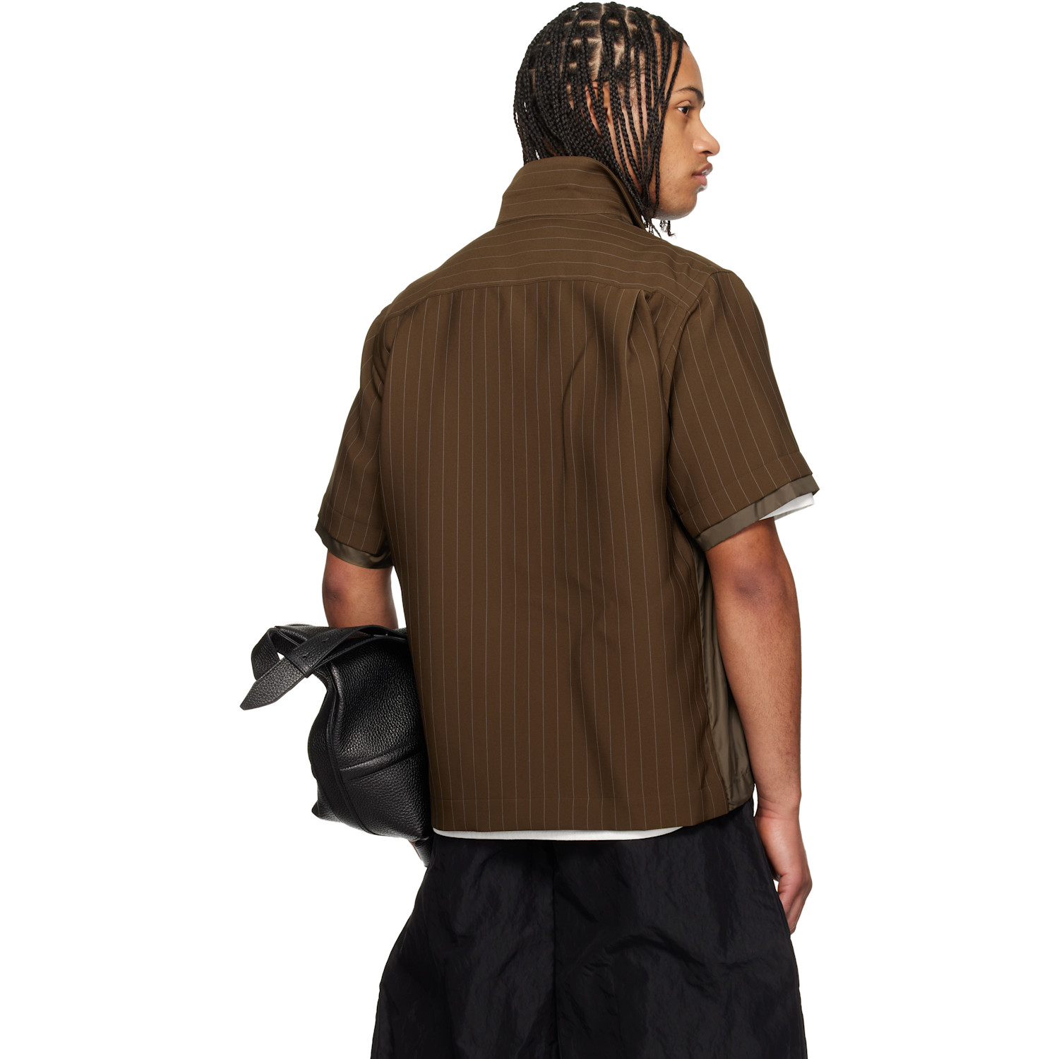 Sacai Brown Matelasse Twill Shirt 