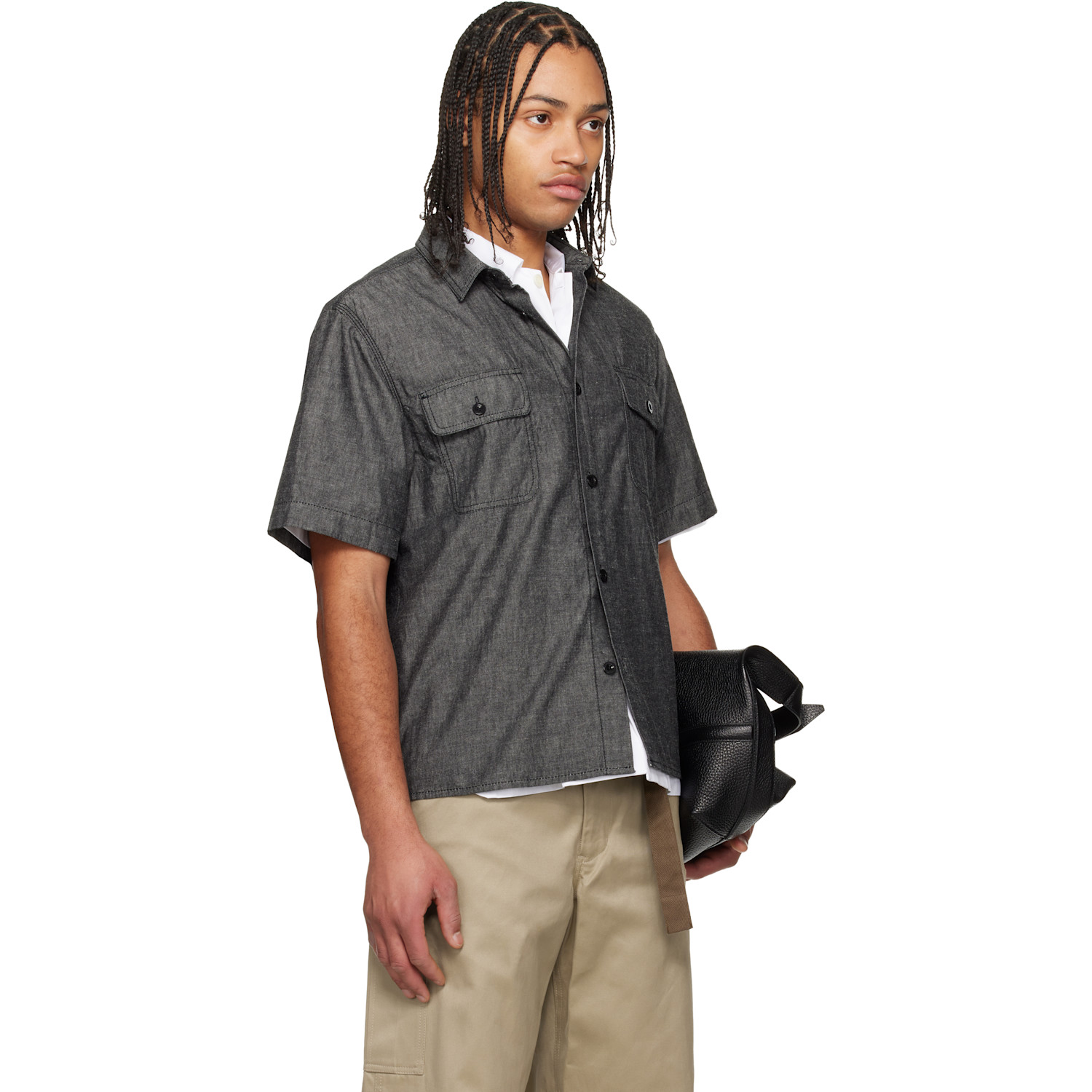  Sacai Gray Light Weight Denim Shirt 