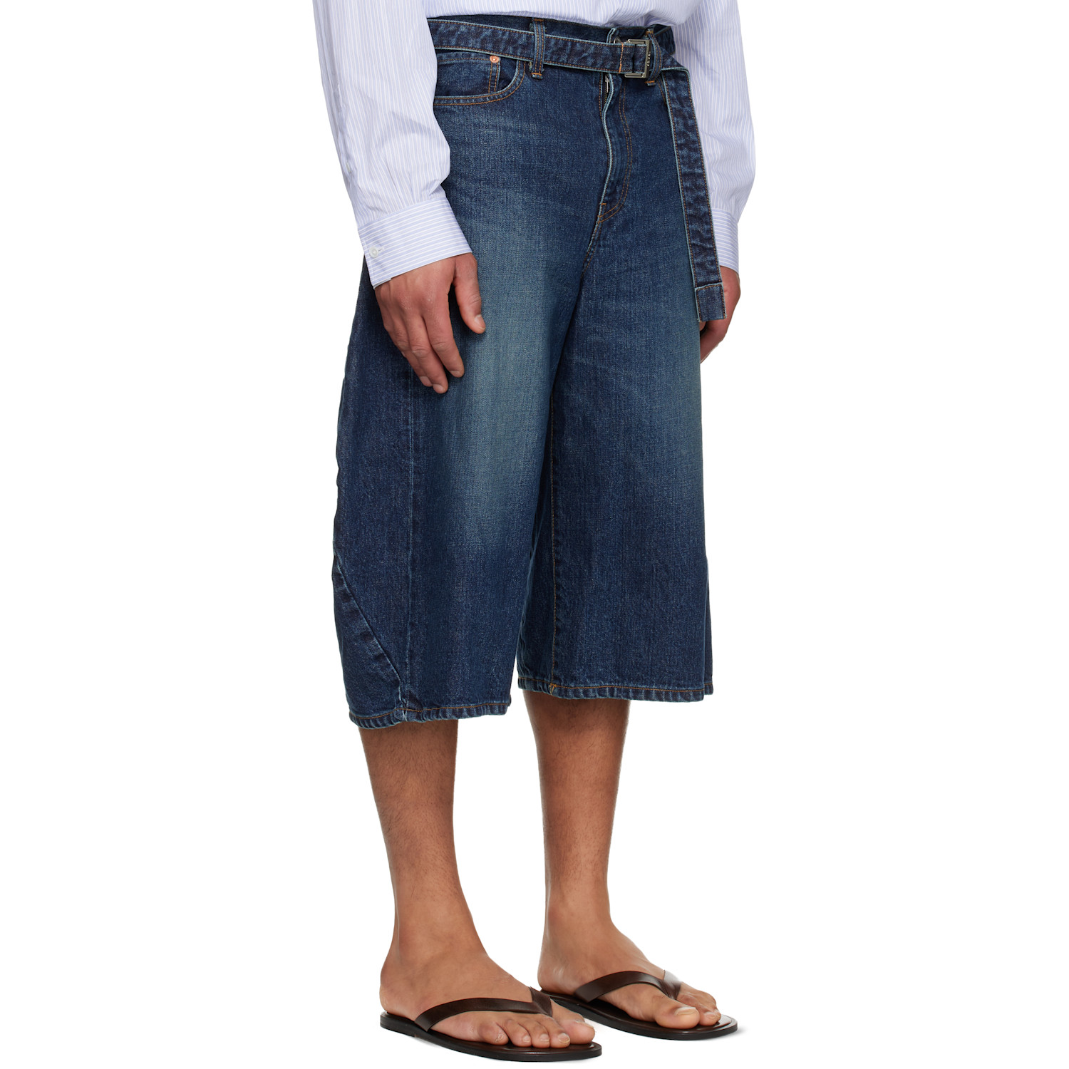  Sacai Blue Faded Denim Shorts 
