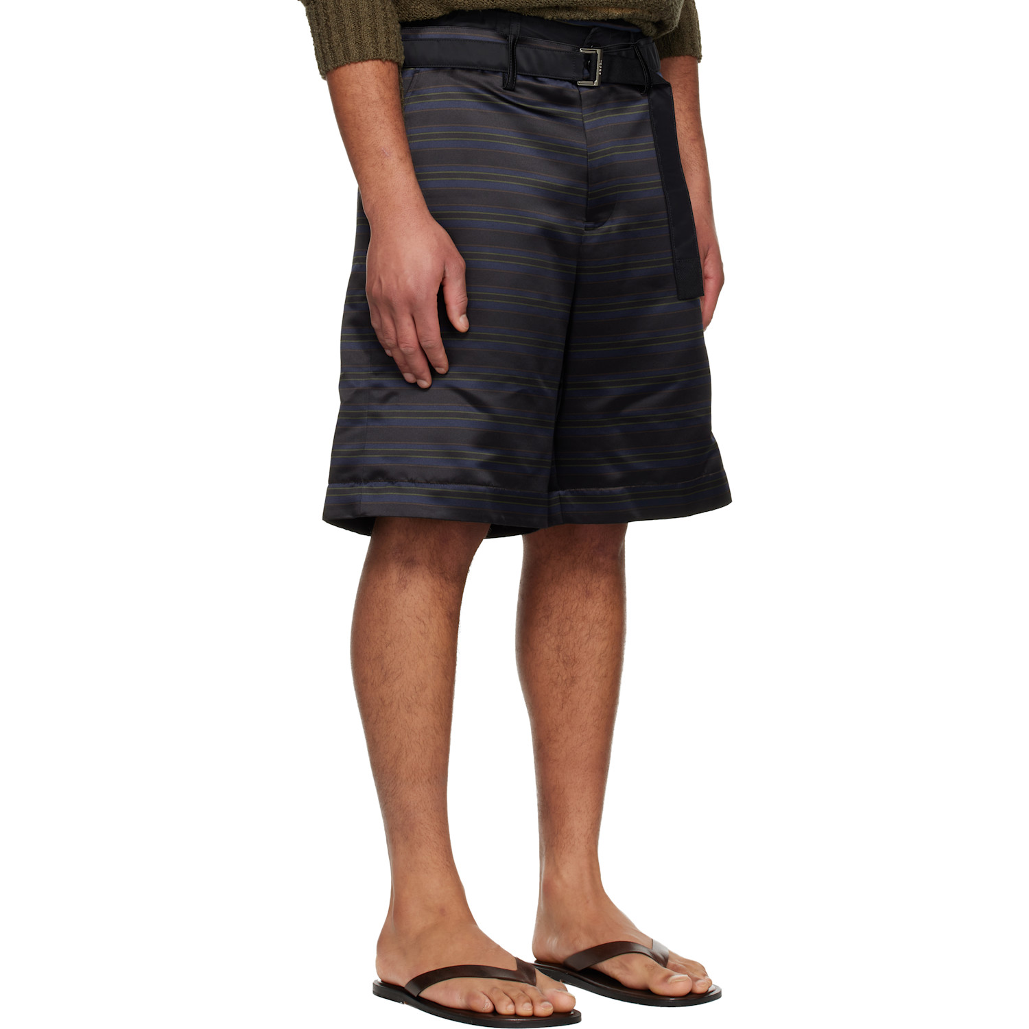  Sacai Navy Horizontal Stripe Shorts 