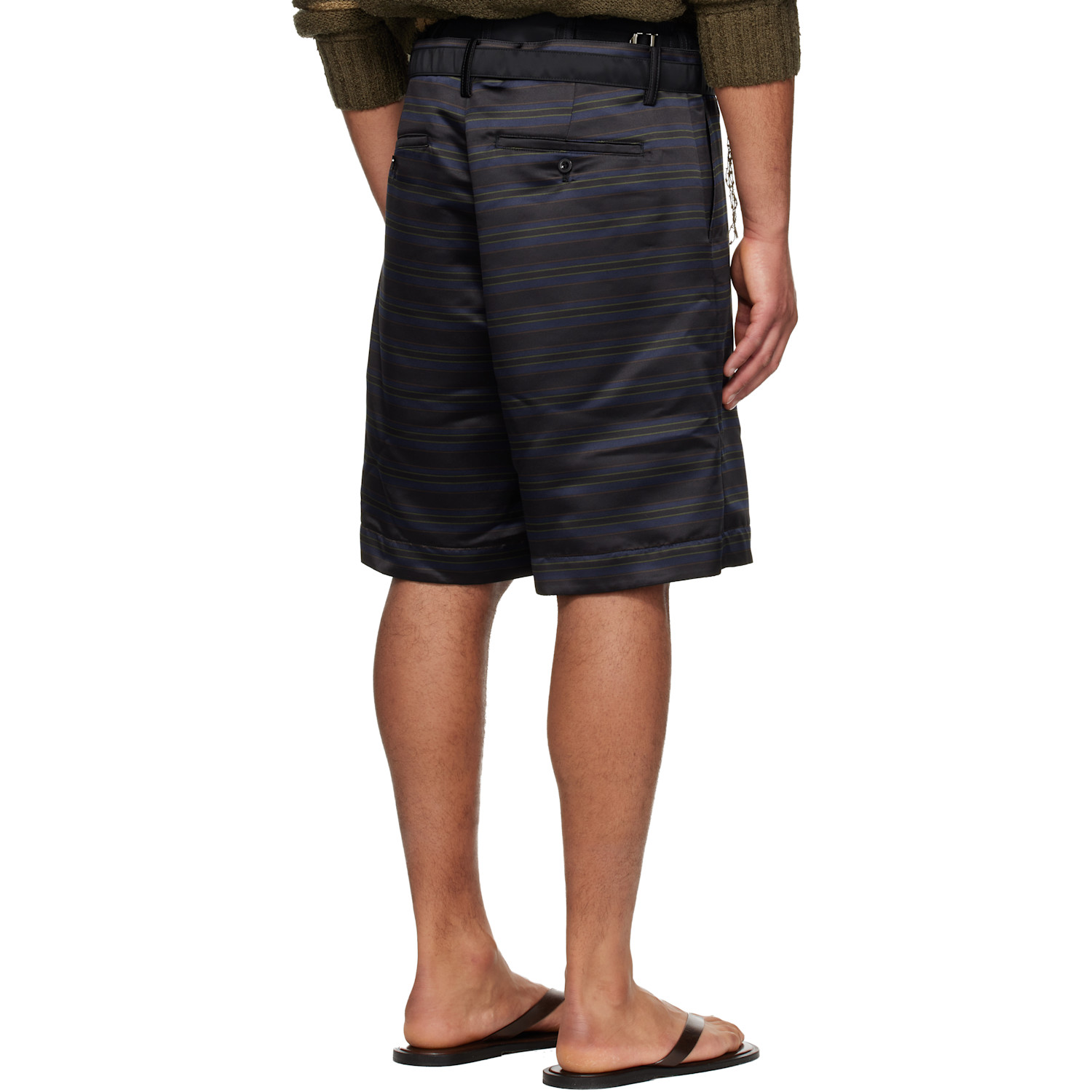  Sacai Navy Horizontal Stripe Shorts 