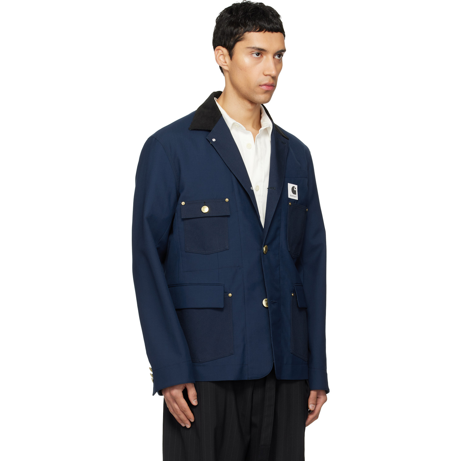  Sacai Navy Carhartt Wip Edition Suiting & Duck Blazer 
