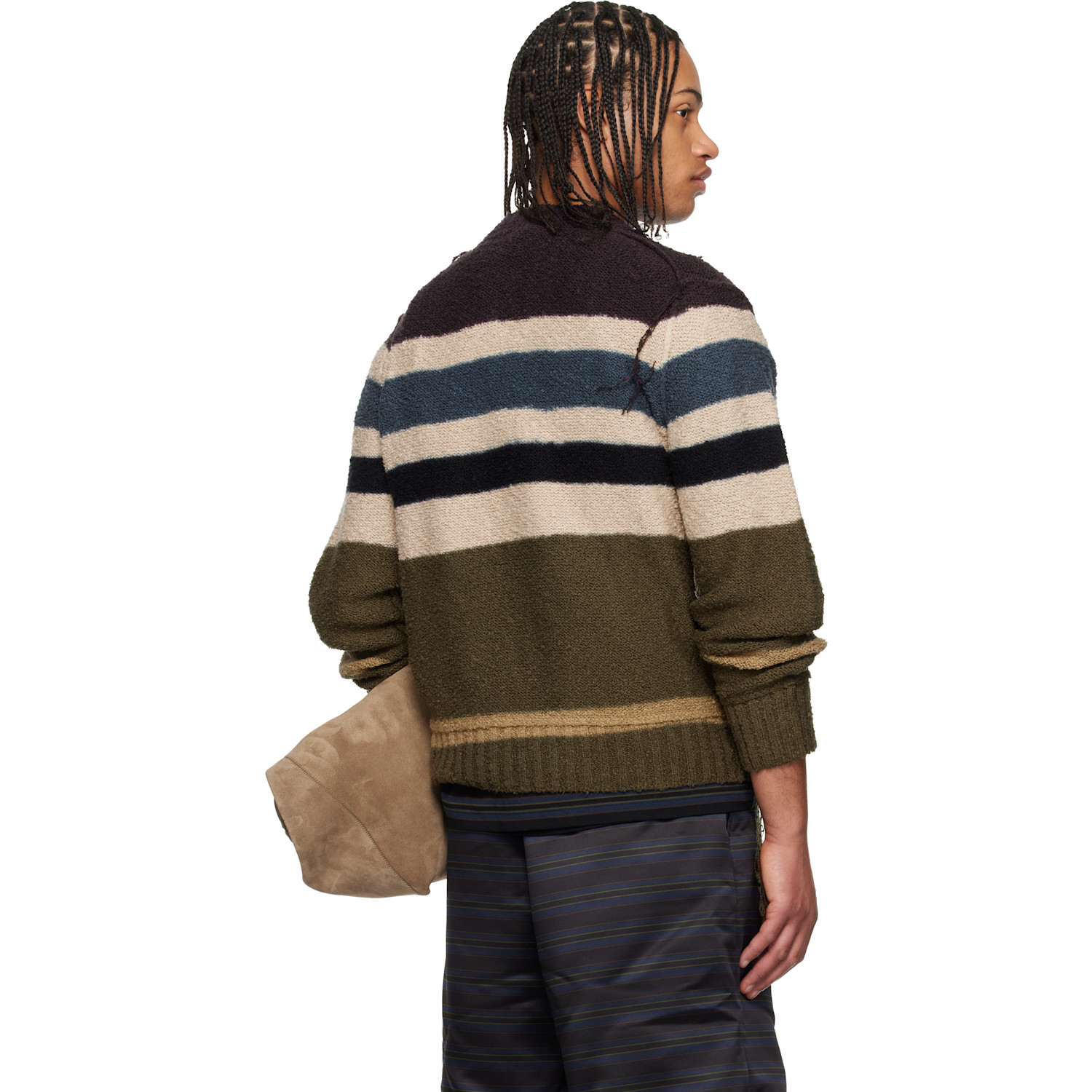  Sacai Multicolor Horizontal Stripe Knit Pullover Sweater 