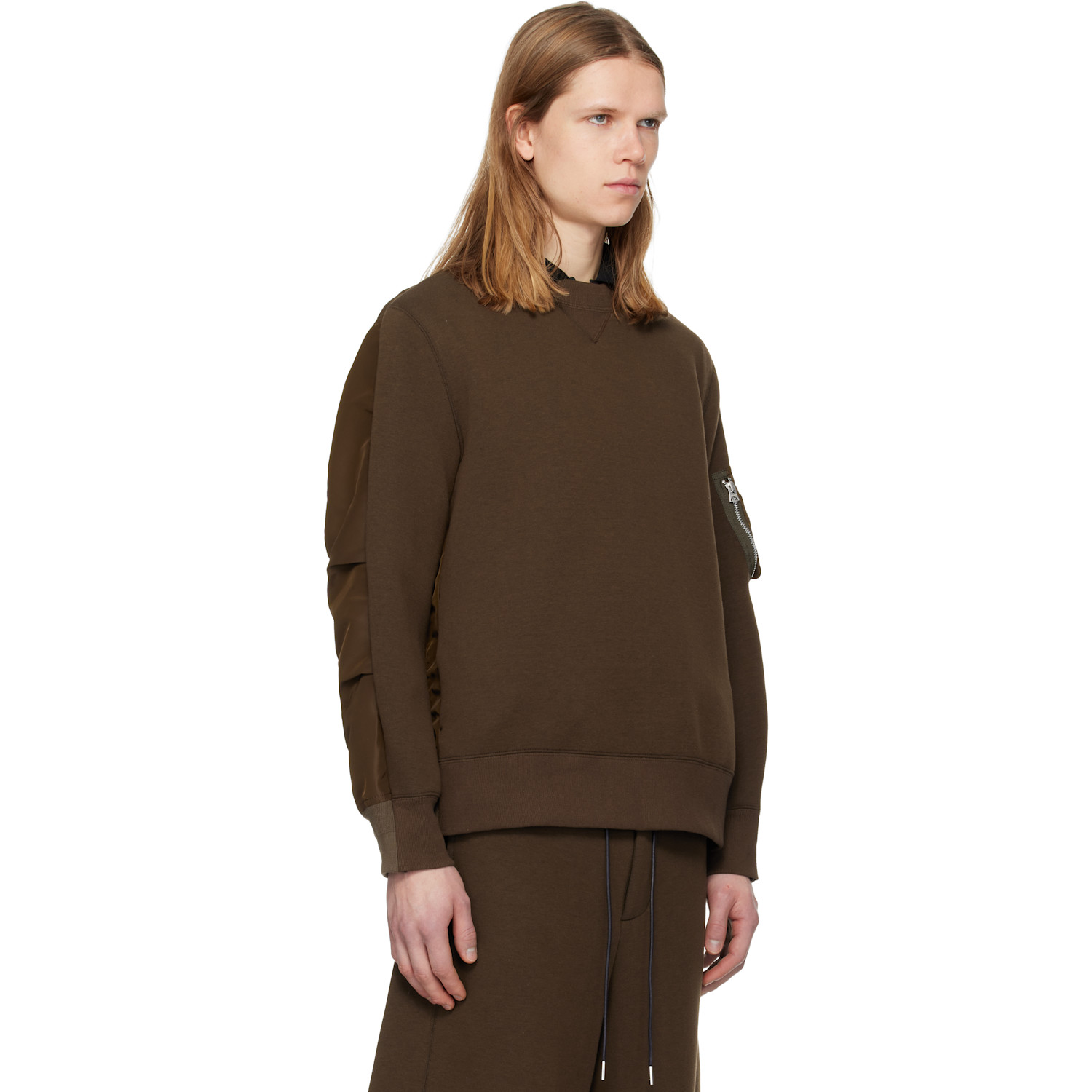  Sacai Brown Sponge Pullover Sweatshirt 