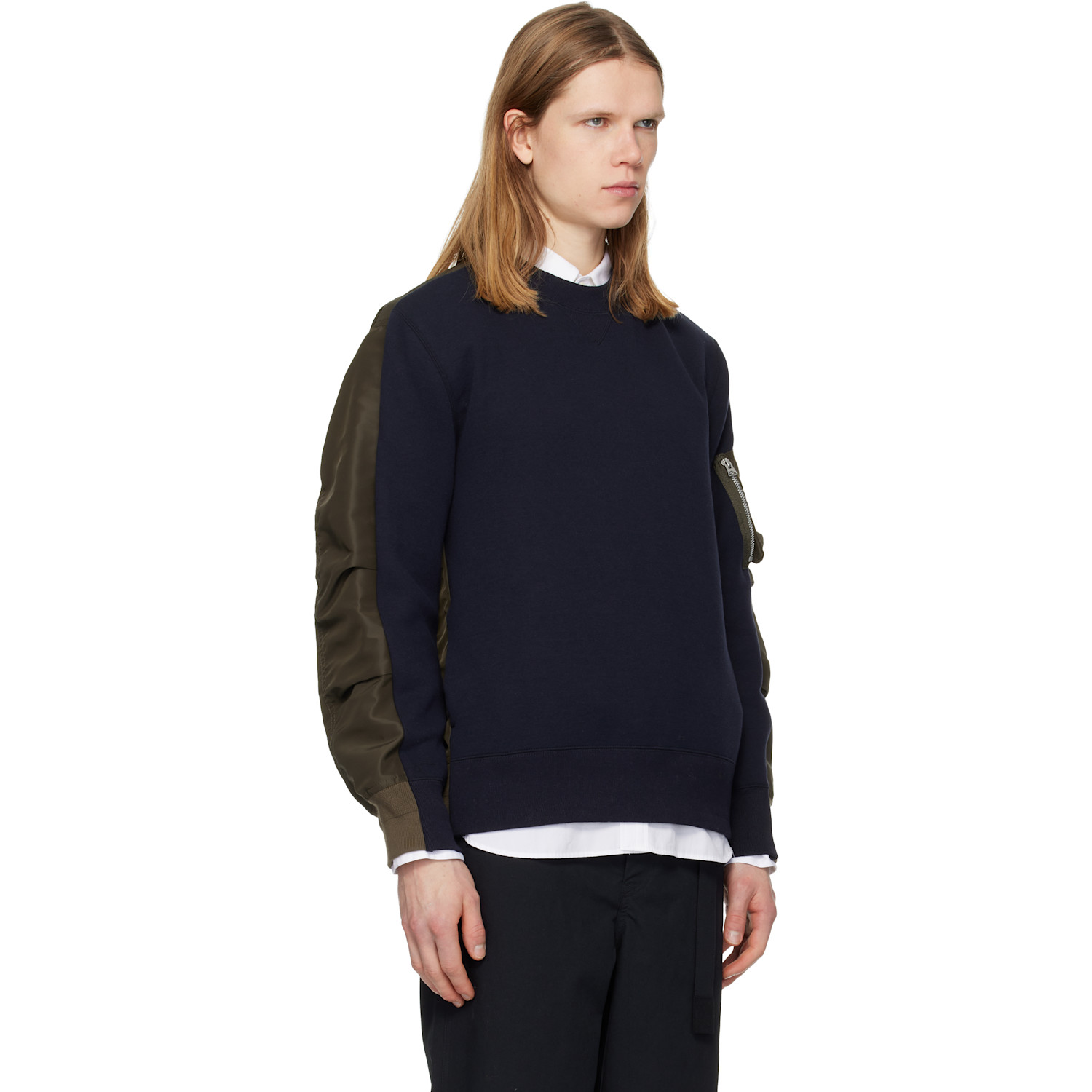 Sacai Navy & Khaki Sponge Pullover Sweatshirt 