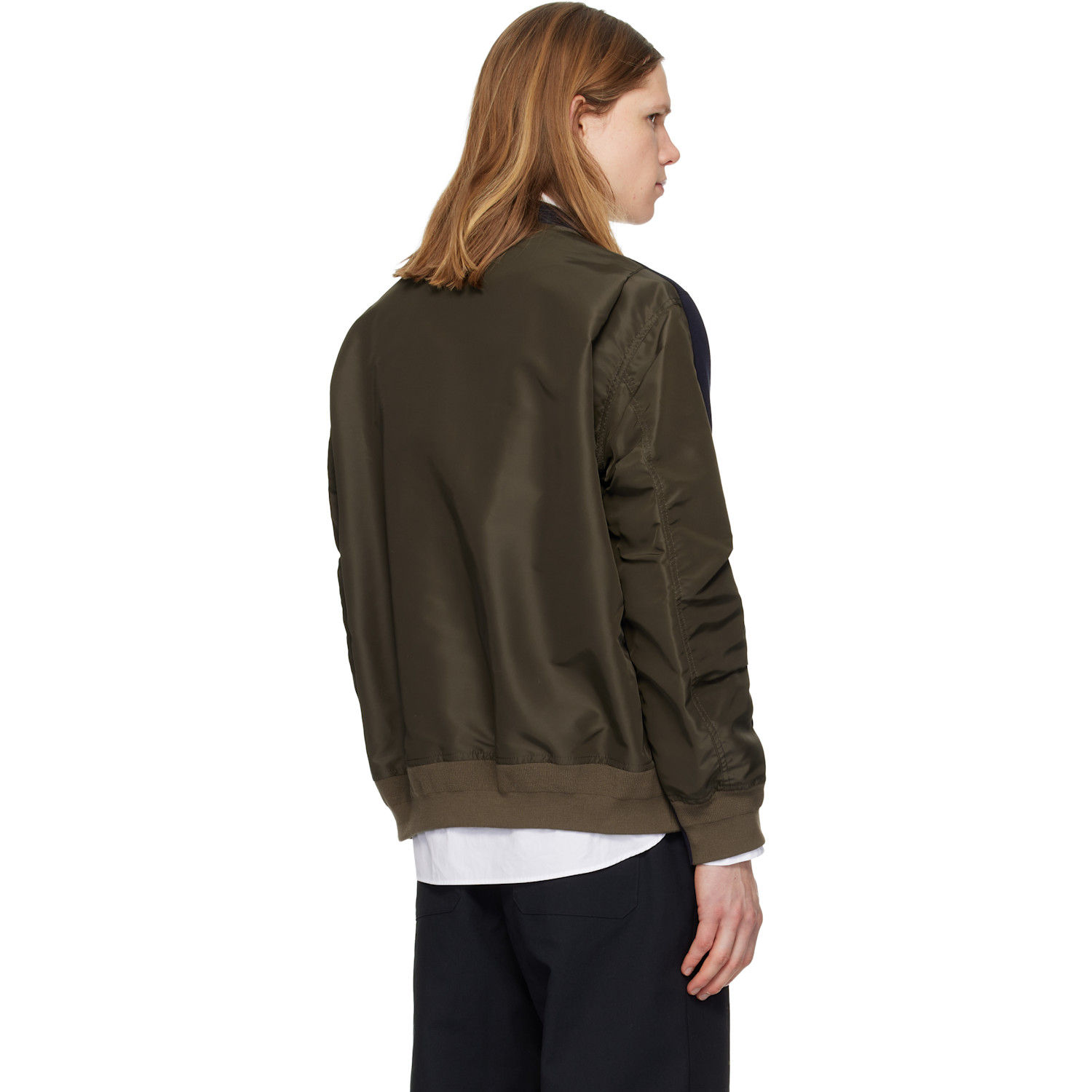  Sacai Navy & Khaki Sponge Pullover Sweatshirt 