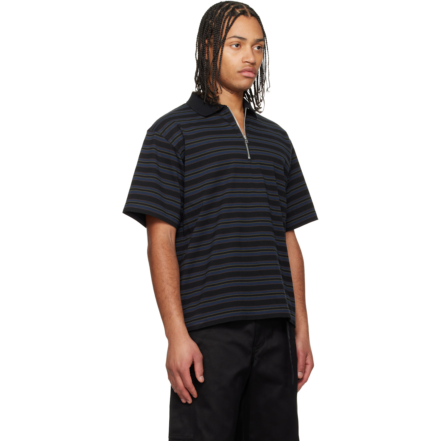  Sacai Navy Horizontal Stripe Polo 