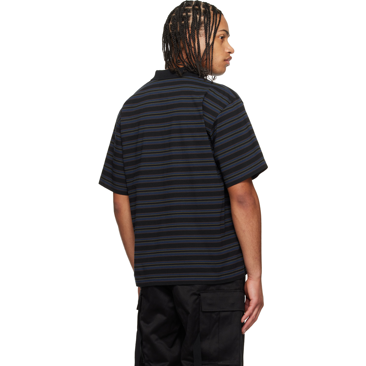  Sacai Navy Horizontal Stripe Polo 