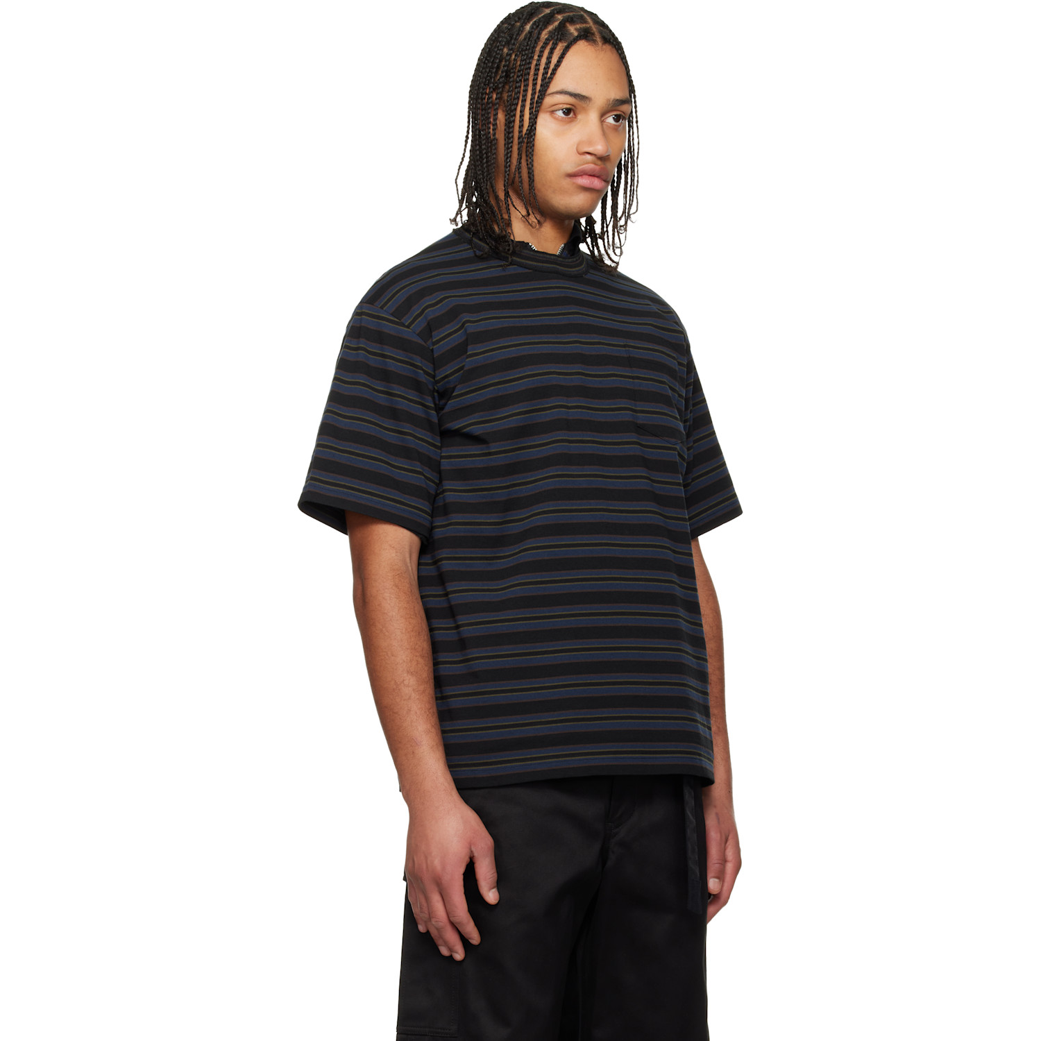  Sacai Navy Horizontal Stripe T-shirt 