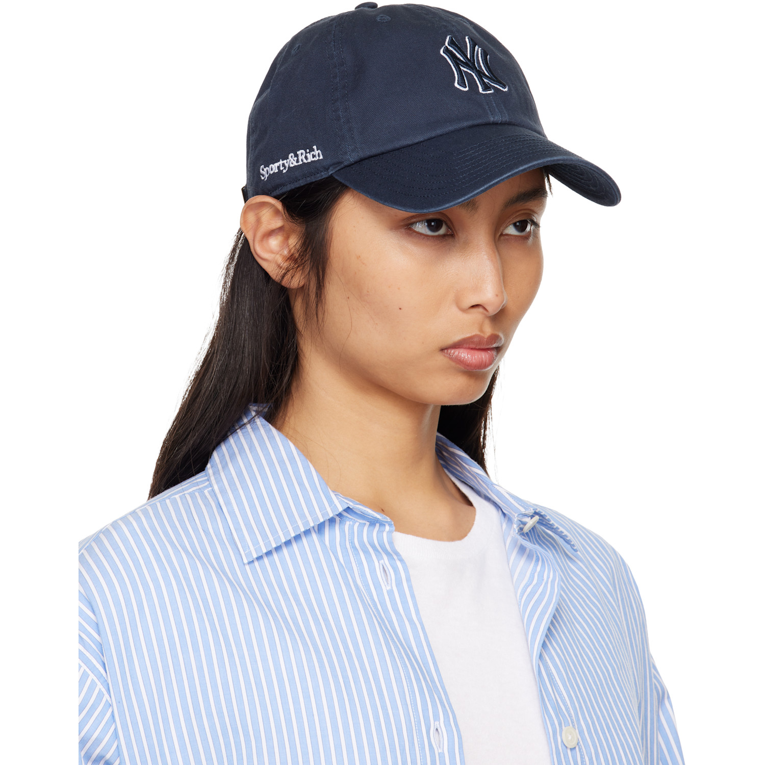  Sporty & Rich Navy '47 Edition Yankees Serif Outline Cap 