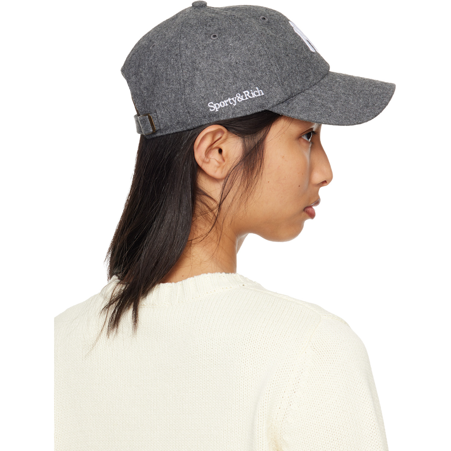  Sporty & Rich Gray '47 Edition Yankees Serif Wool Cap 