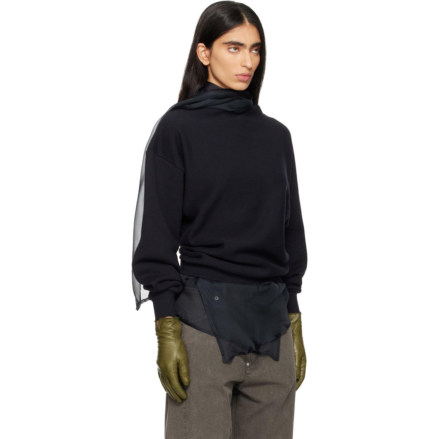  6397 Black Draped Sweatshirt 