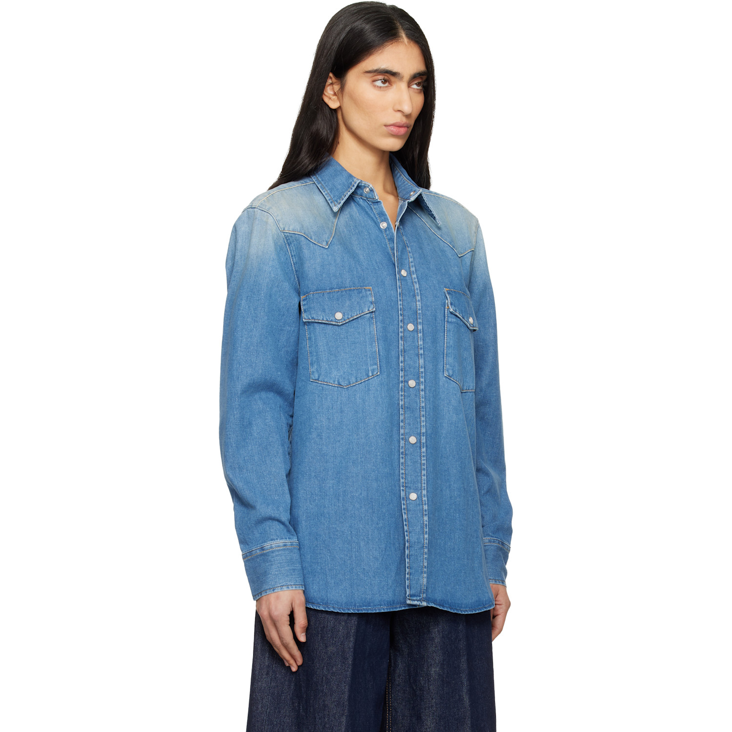  6397 Blue Western Denim Shirt 