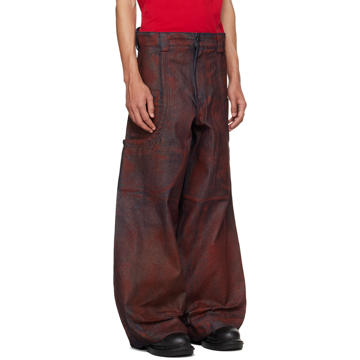  Hyacyn Red Sevar Rof Low Pocket Painted Jeans 