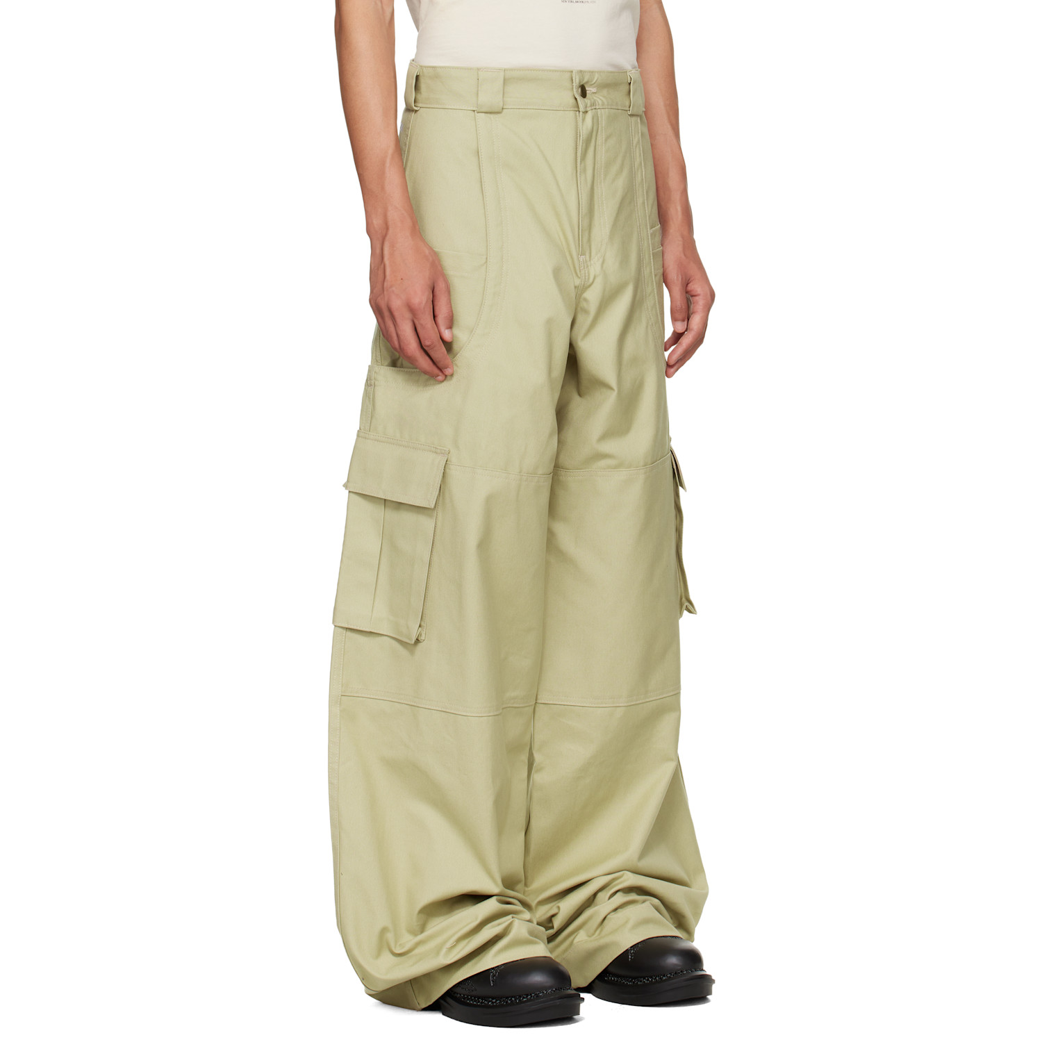  Hyacyn Beige Wide Leg Cargo Pants 