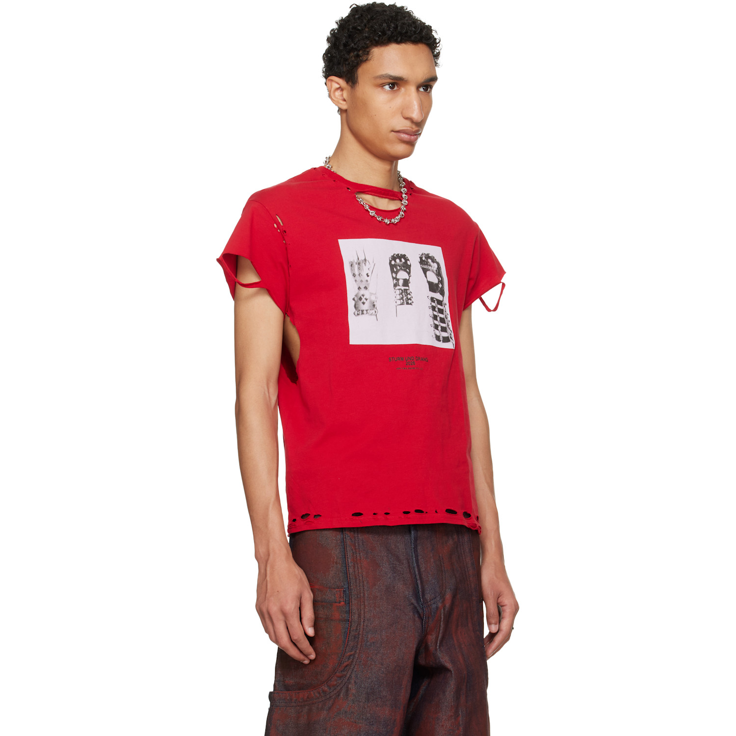  Hyacyn Red Eet Distressed Gloves T-shirt 