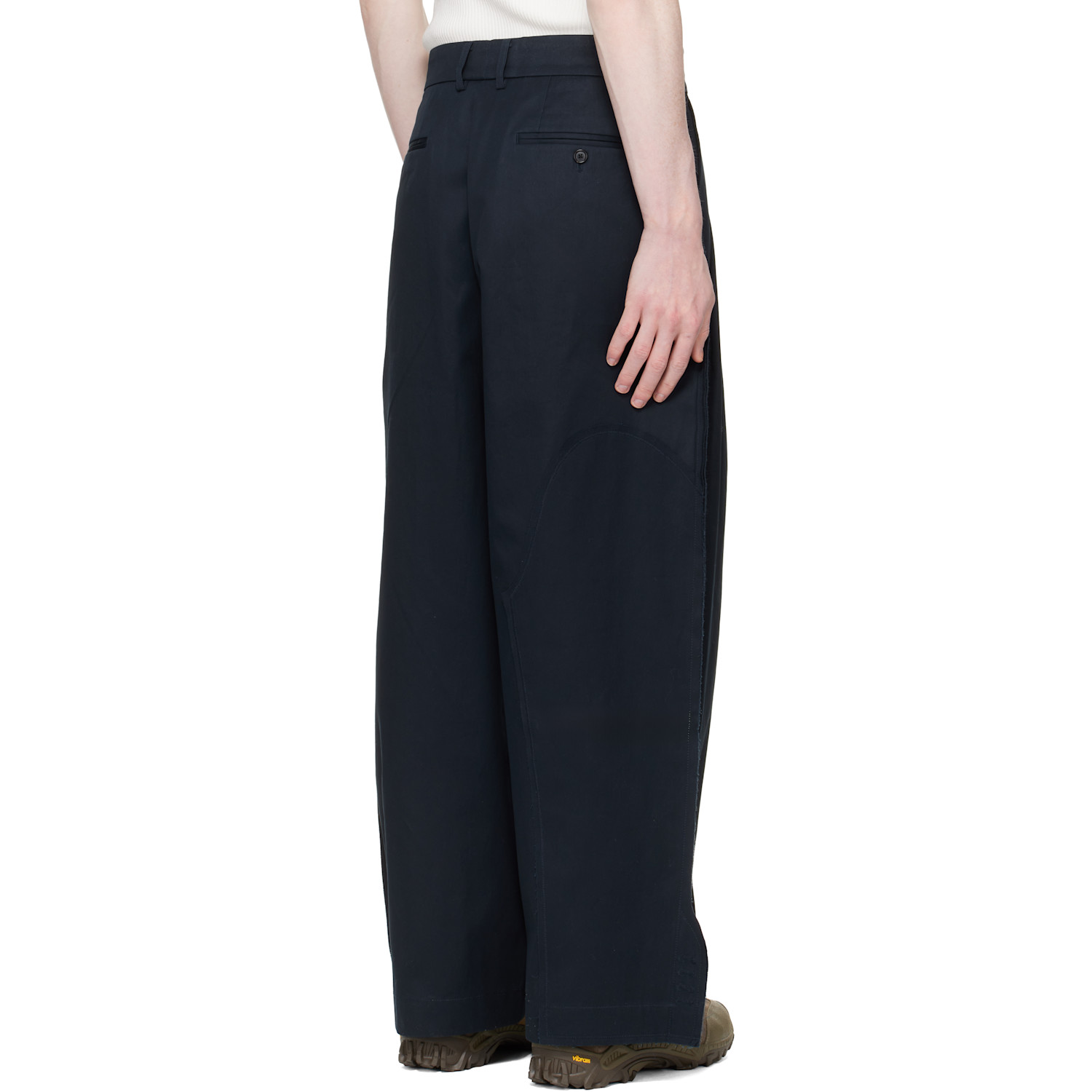  Re;code Navy Raw Edge Two Tuck Trousers 
