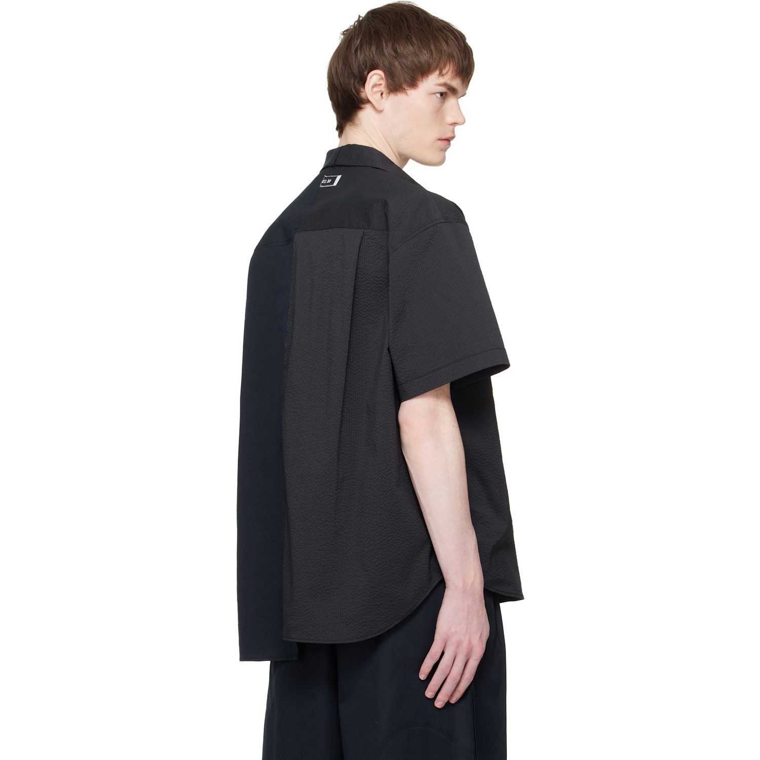  Re;code Navy Split Short Sleeve Seersucker Shirt 