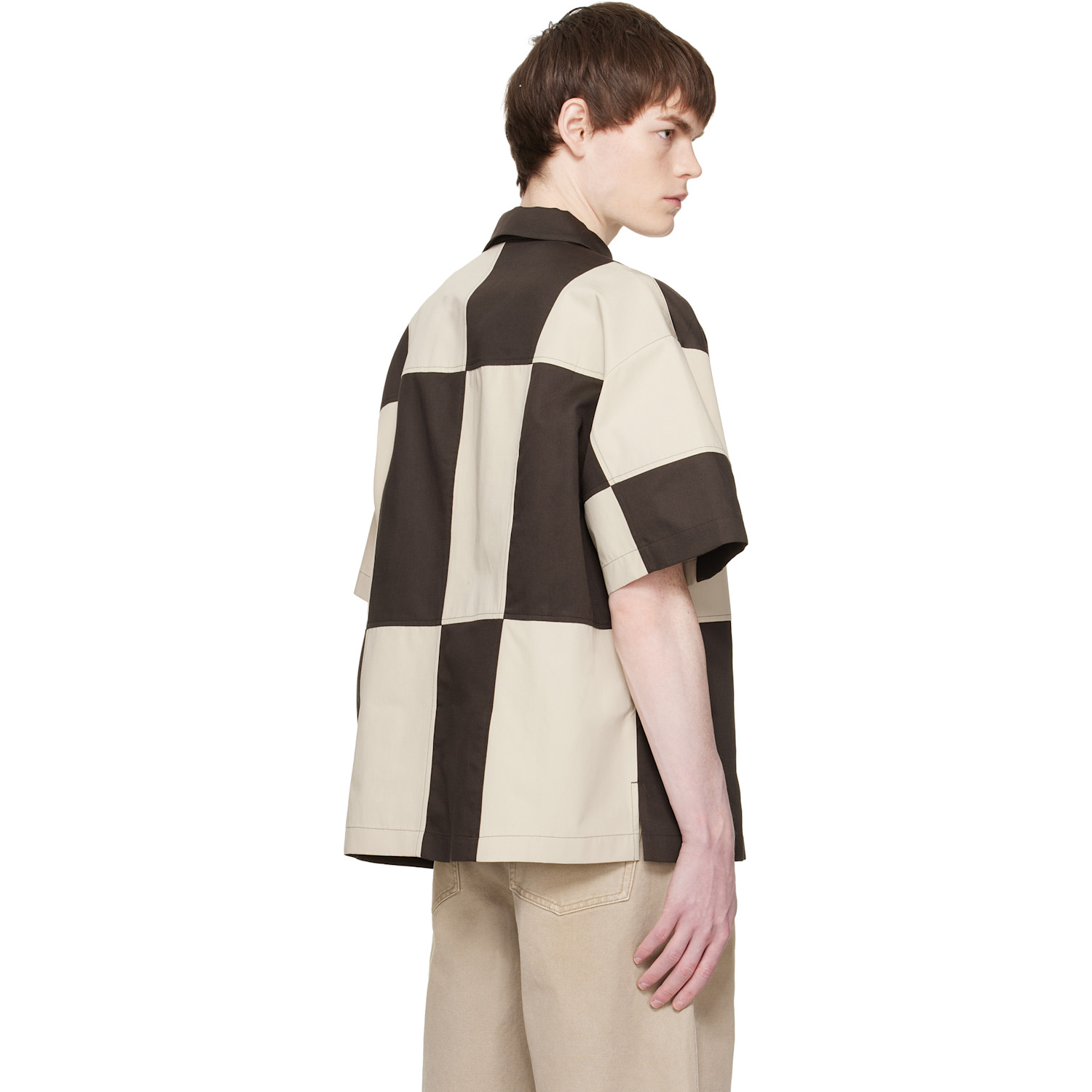  Re;code Brown & Off-white Checkerboard Shirt 