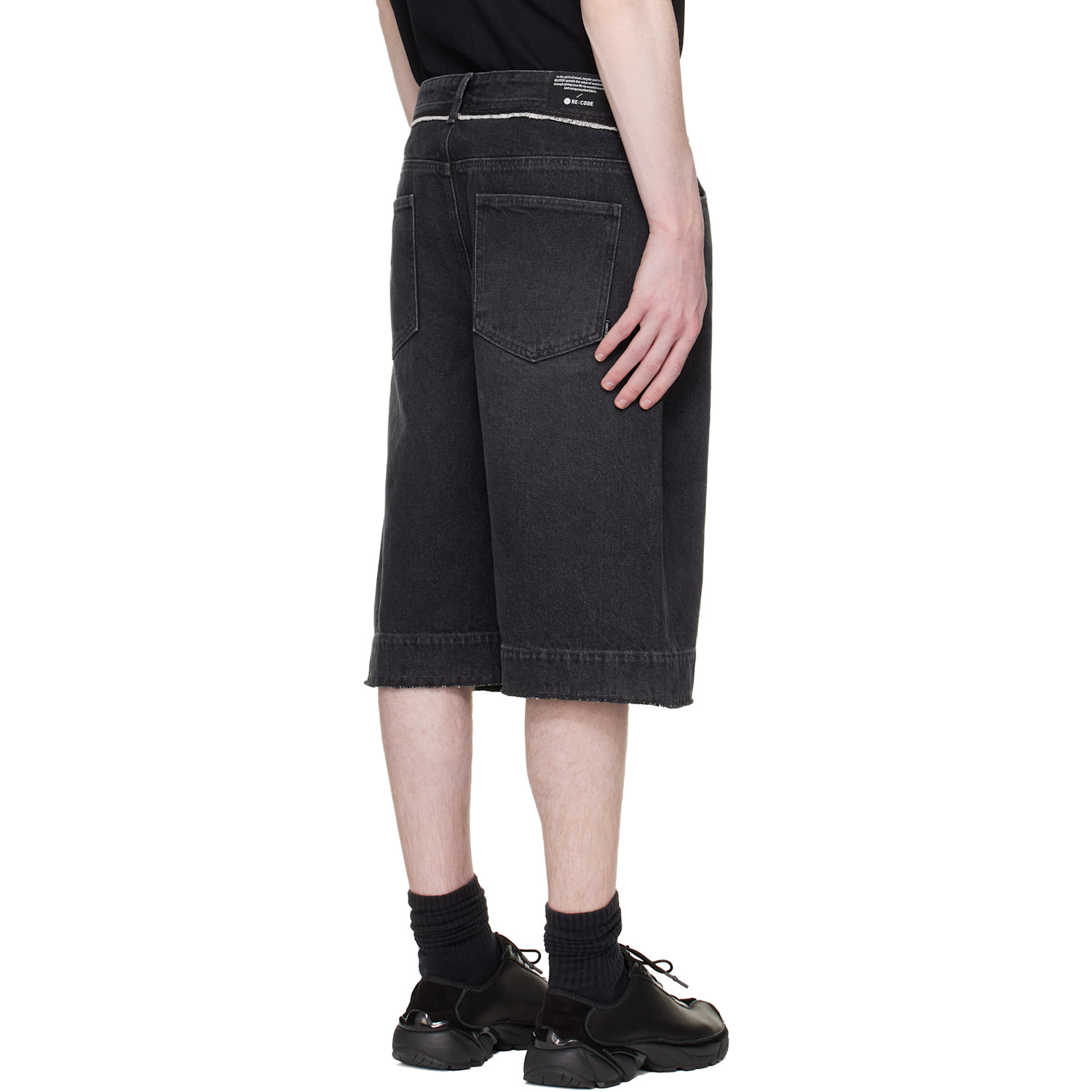  Re;code Black Raw Edge Denim Shorts 