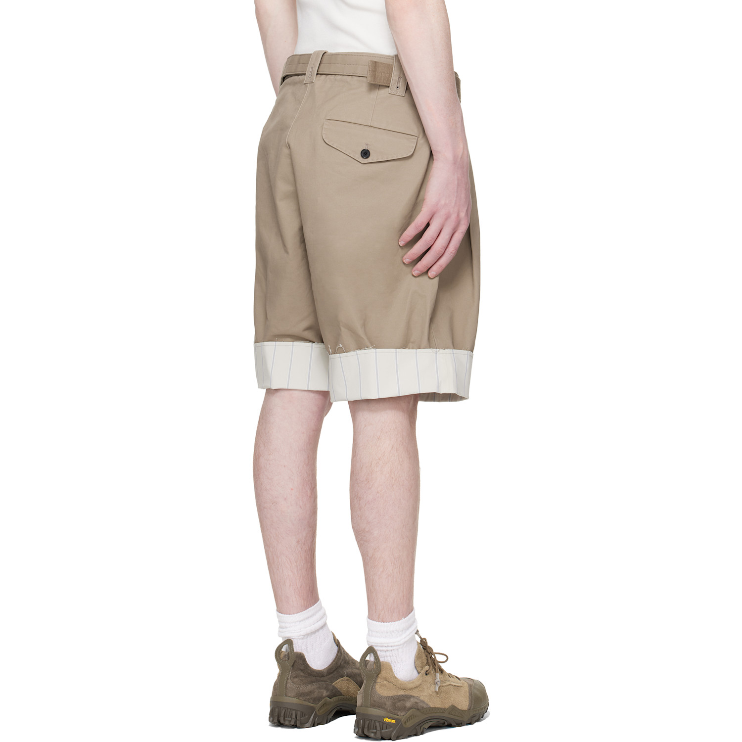  Re;code Beige Stripe Detailed Shorts 