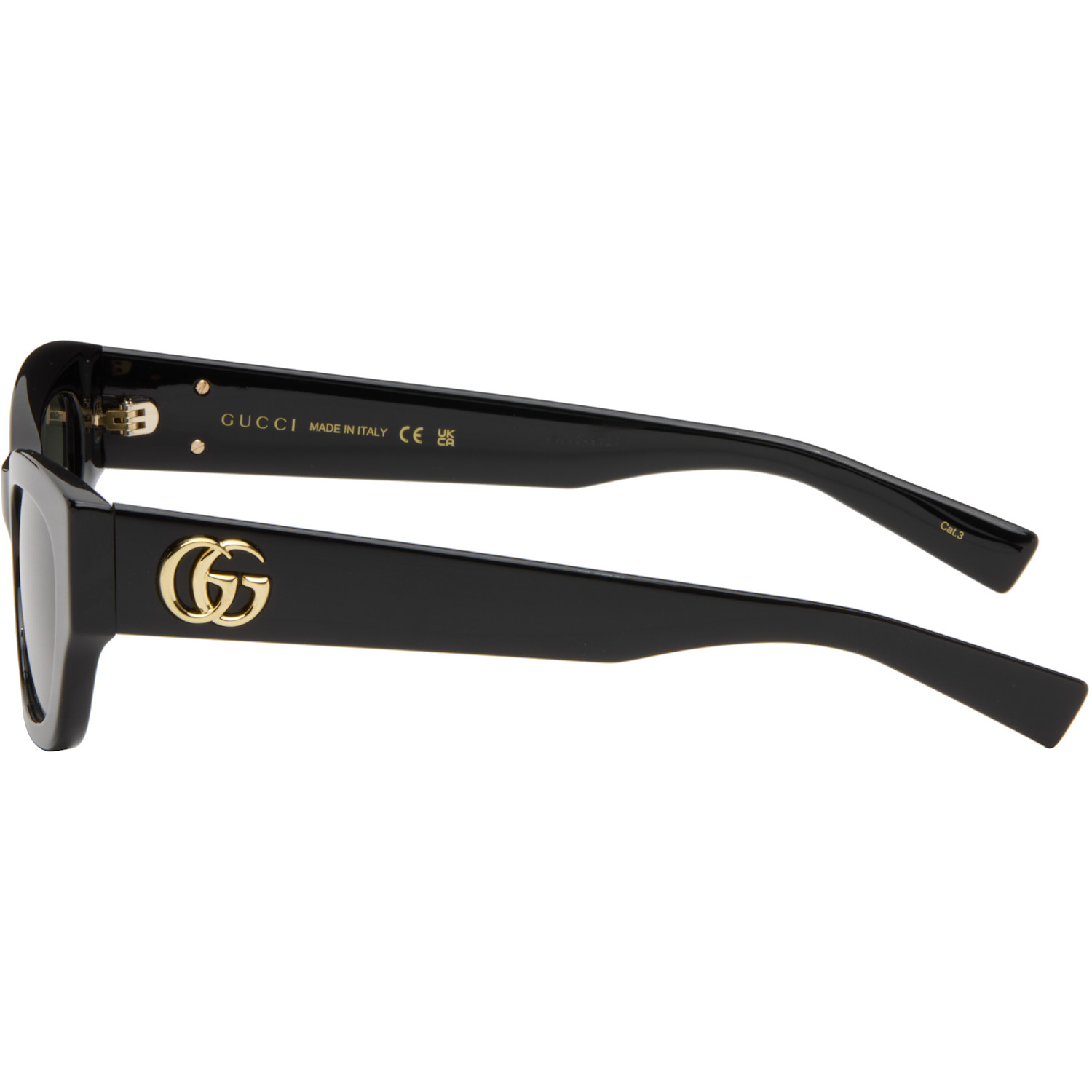  Gucci Black Low Nose Bridge Fit Sunglasses 