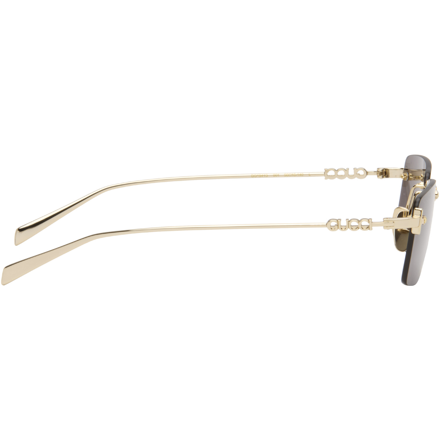  Gucci Gold Rectangular Frame Sunglasses 