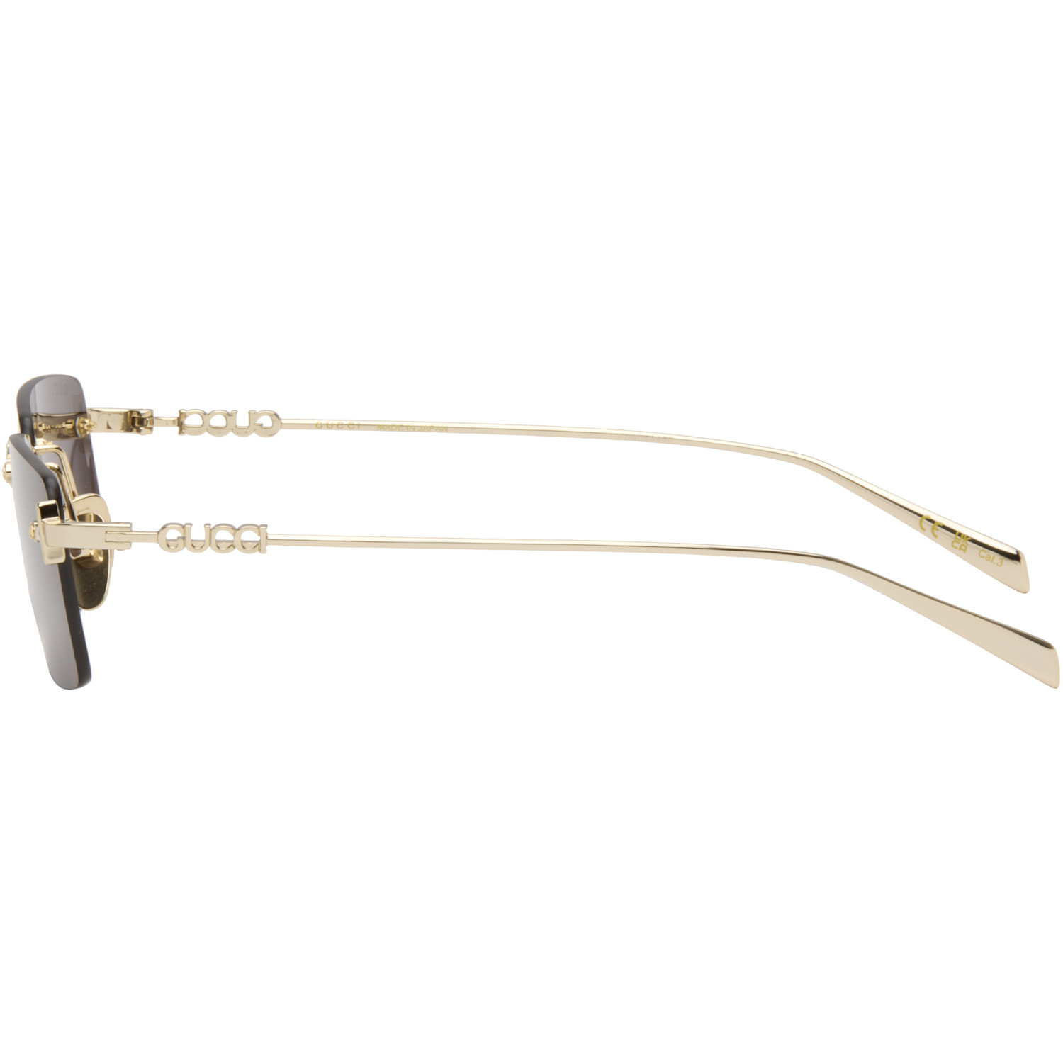  Gucci Gold Rectangular Frame Sunglasses 