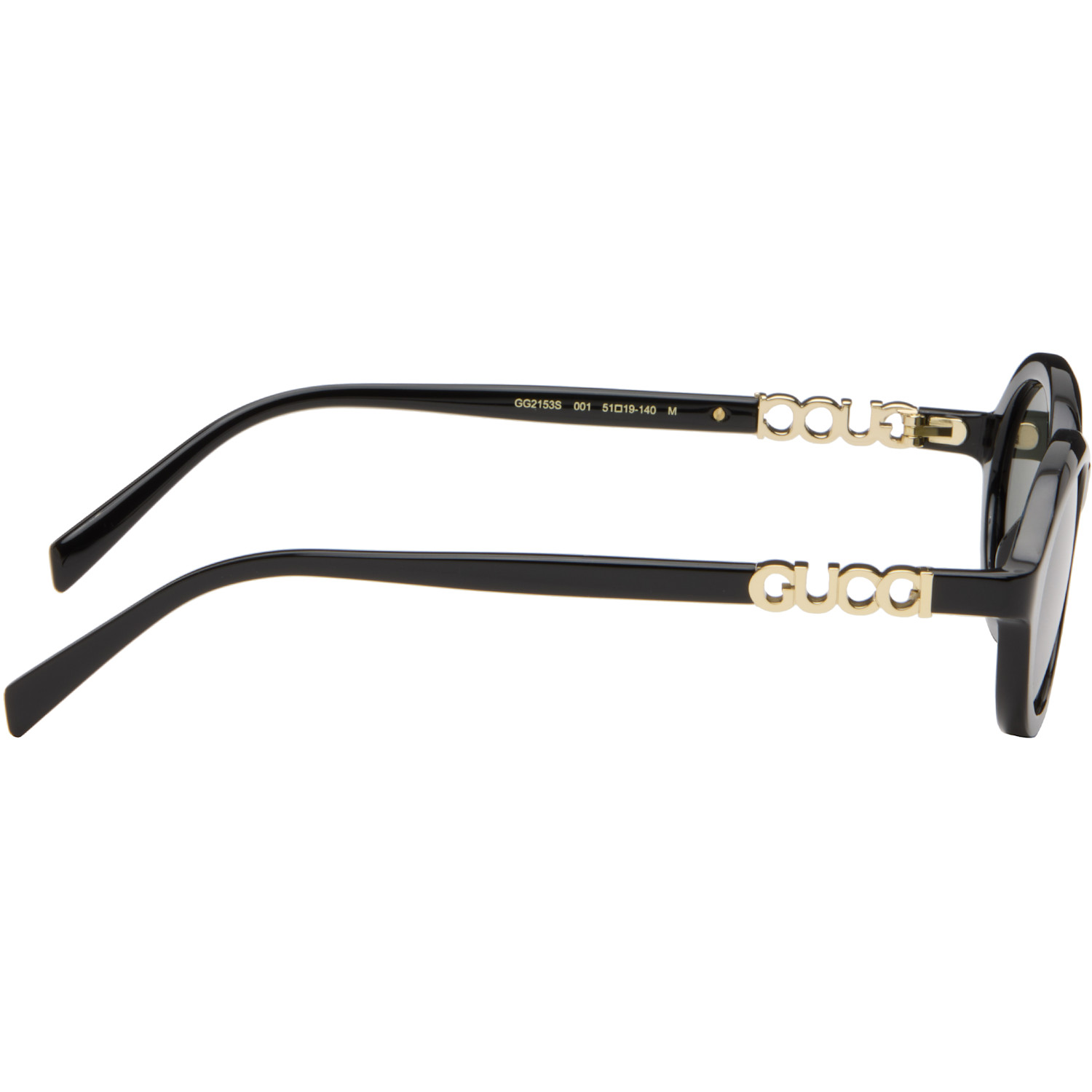  Gucci Black Round Frame Sunglasses 