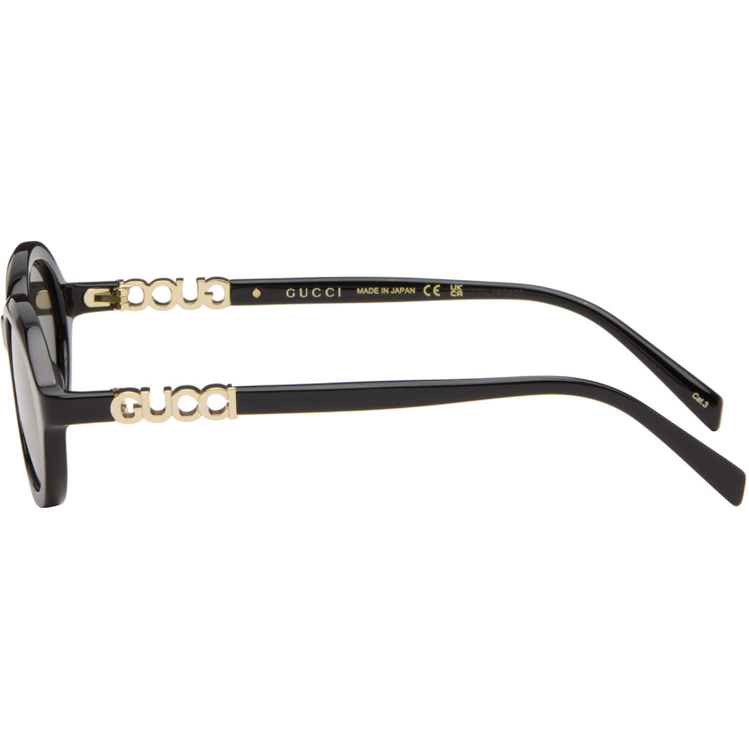  Gucci Black Round Frame Sunglasses 