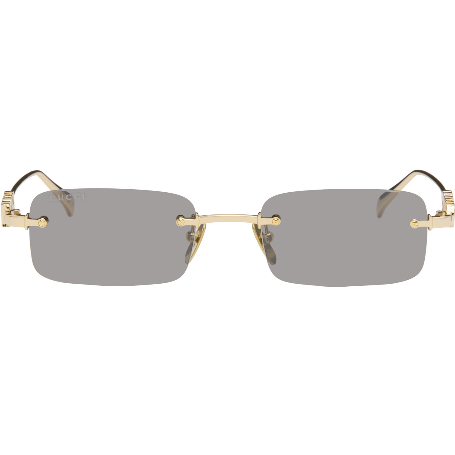 Gucci Gold Rectangular Frame Sunglasses