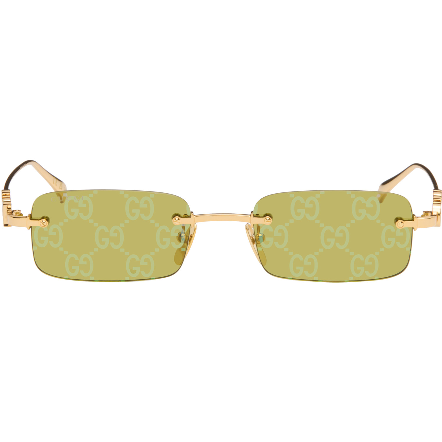 Gucci Gold Rectangular Frame Sunglasses