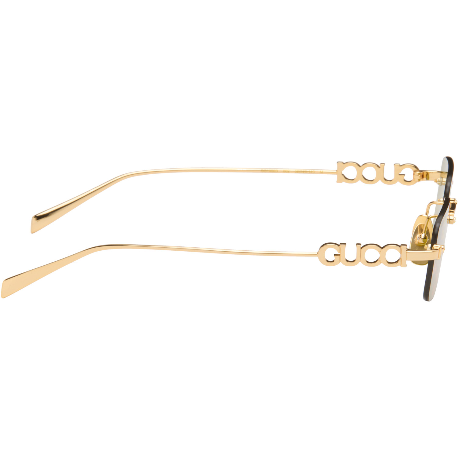  Gucci Gold Rectangular Frame Sunglasses 