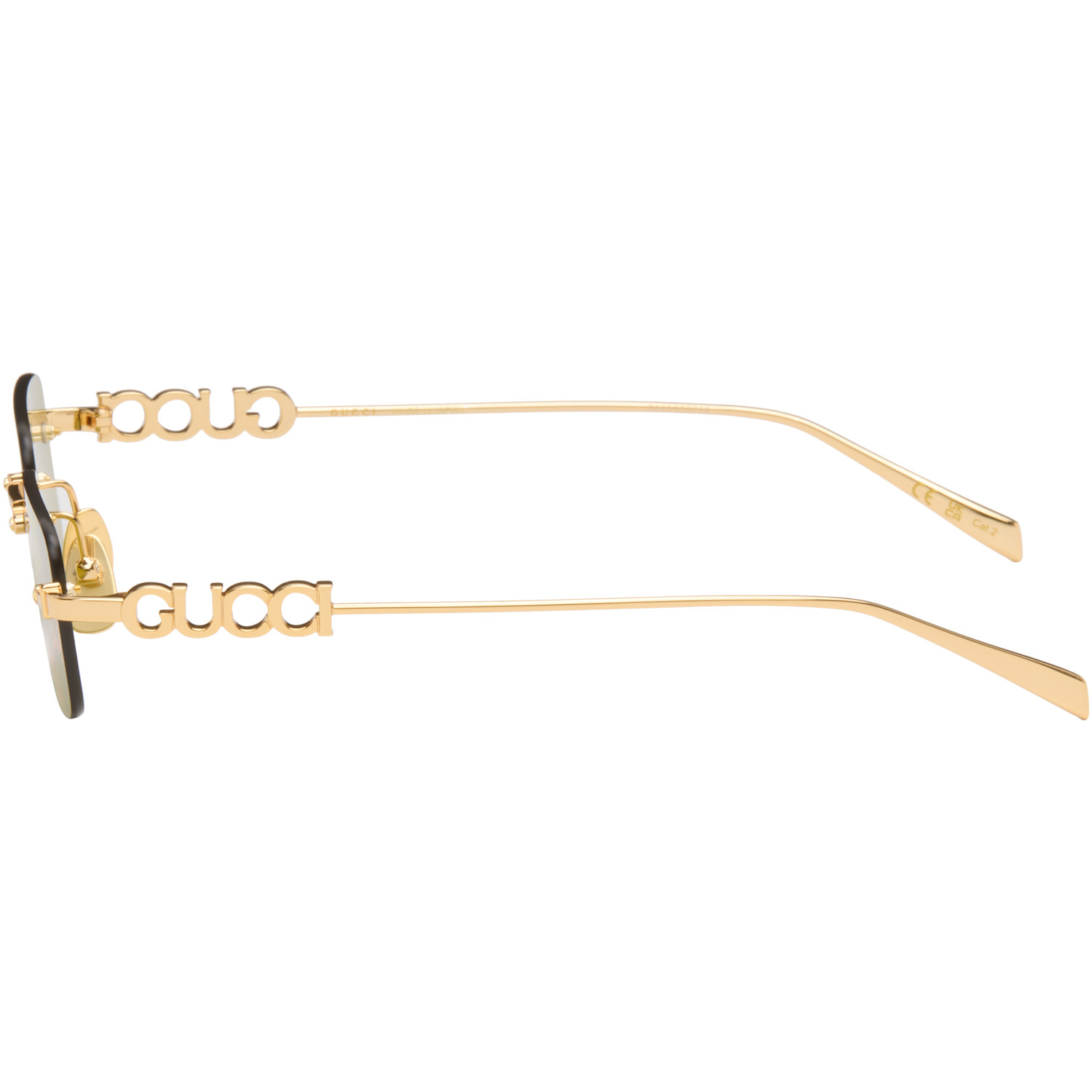  Gucci Gold Rectangular Frame Sunglasses 