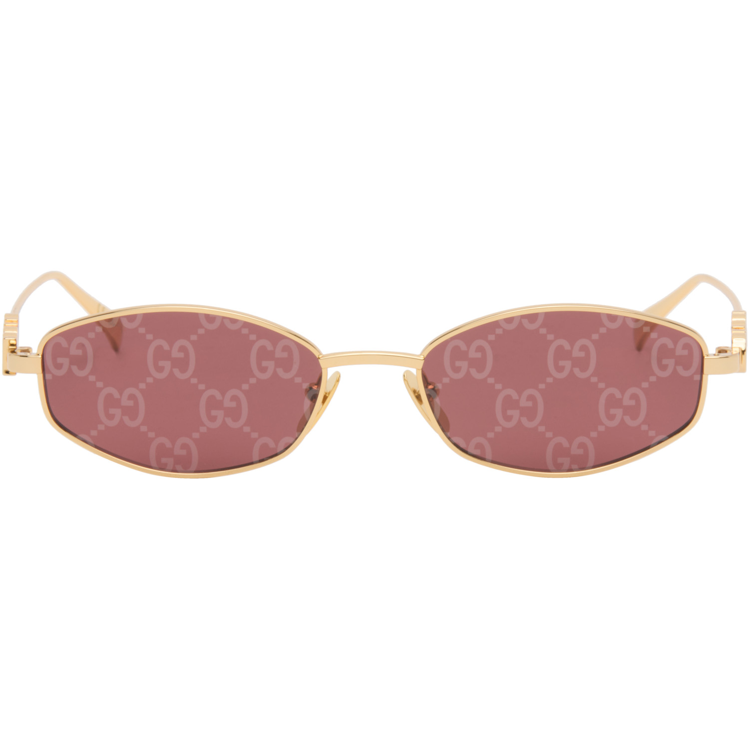 Gucci Gold Oval Frame Sunglasses