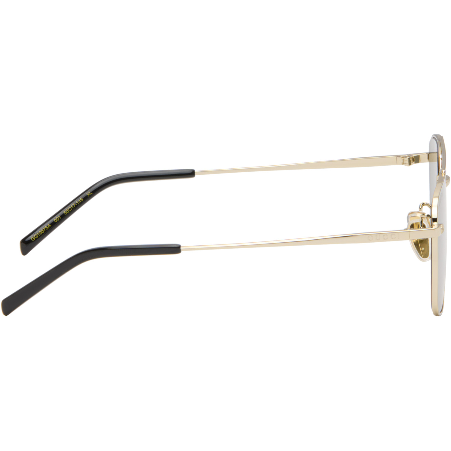  Gucci Gold Specialized Fit Rectangular Sunglasses 