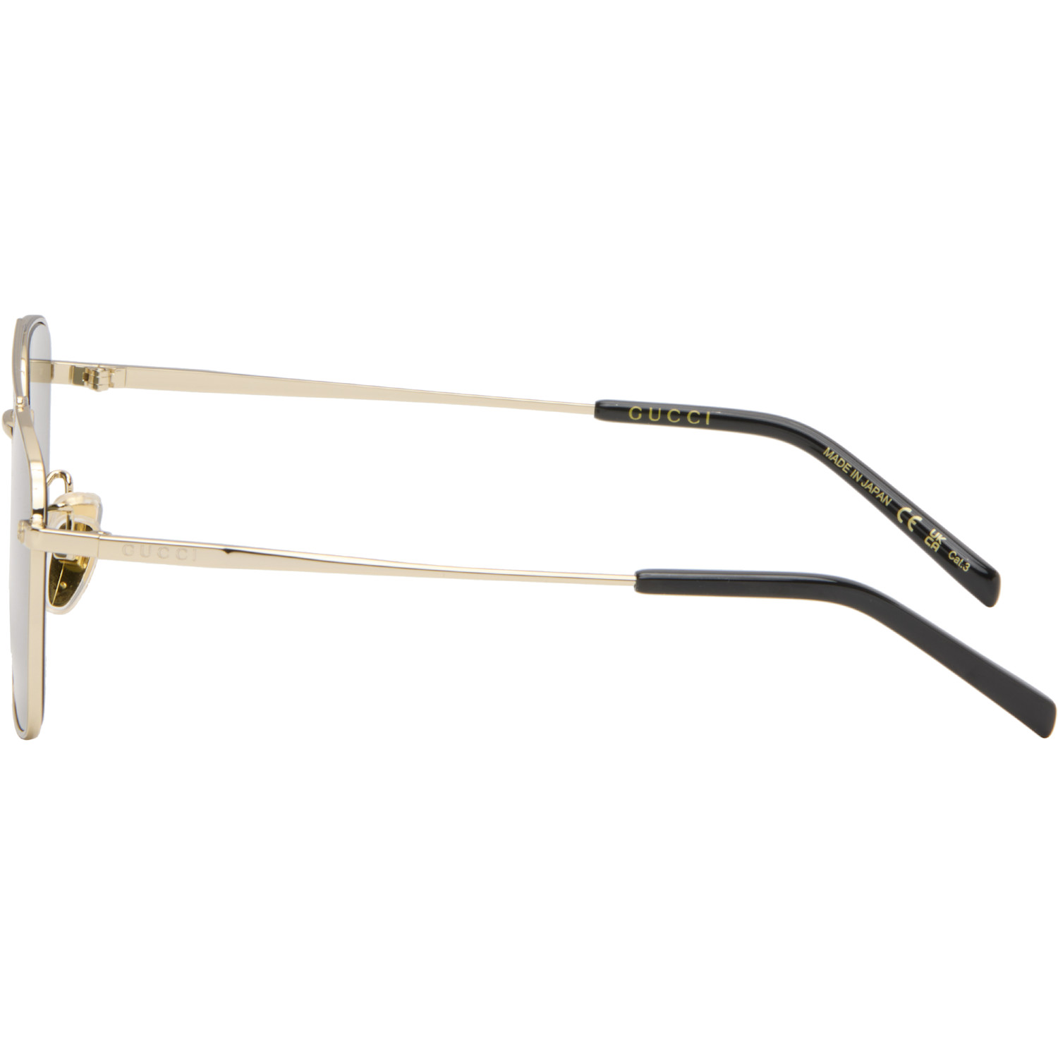  Gucci Gold Specialized Fit Rectangular Sunglasses 