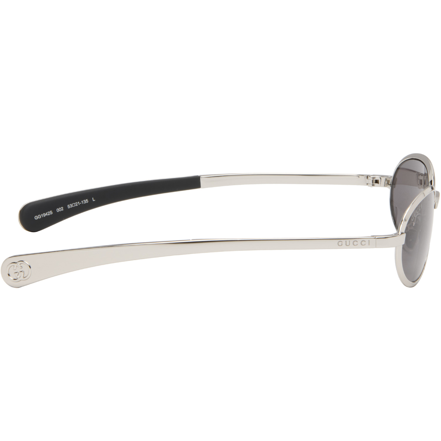  Gucci Silver Oval Frame Sunglasses 