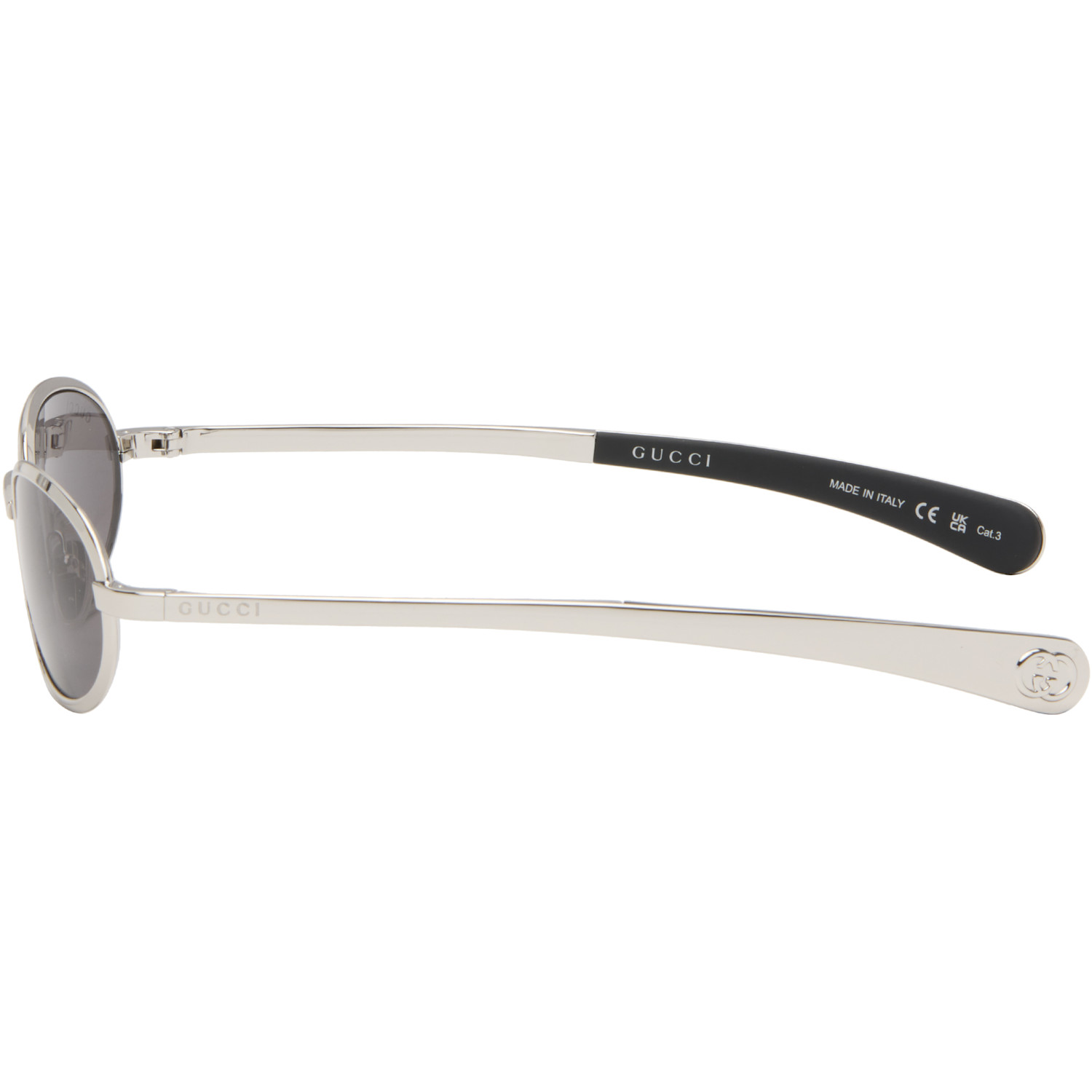  Gucci Silver Oval Frame Sunglasses 