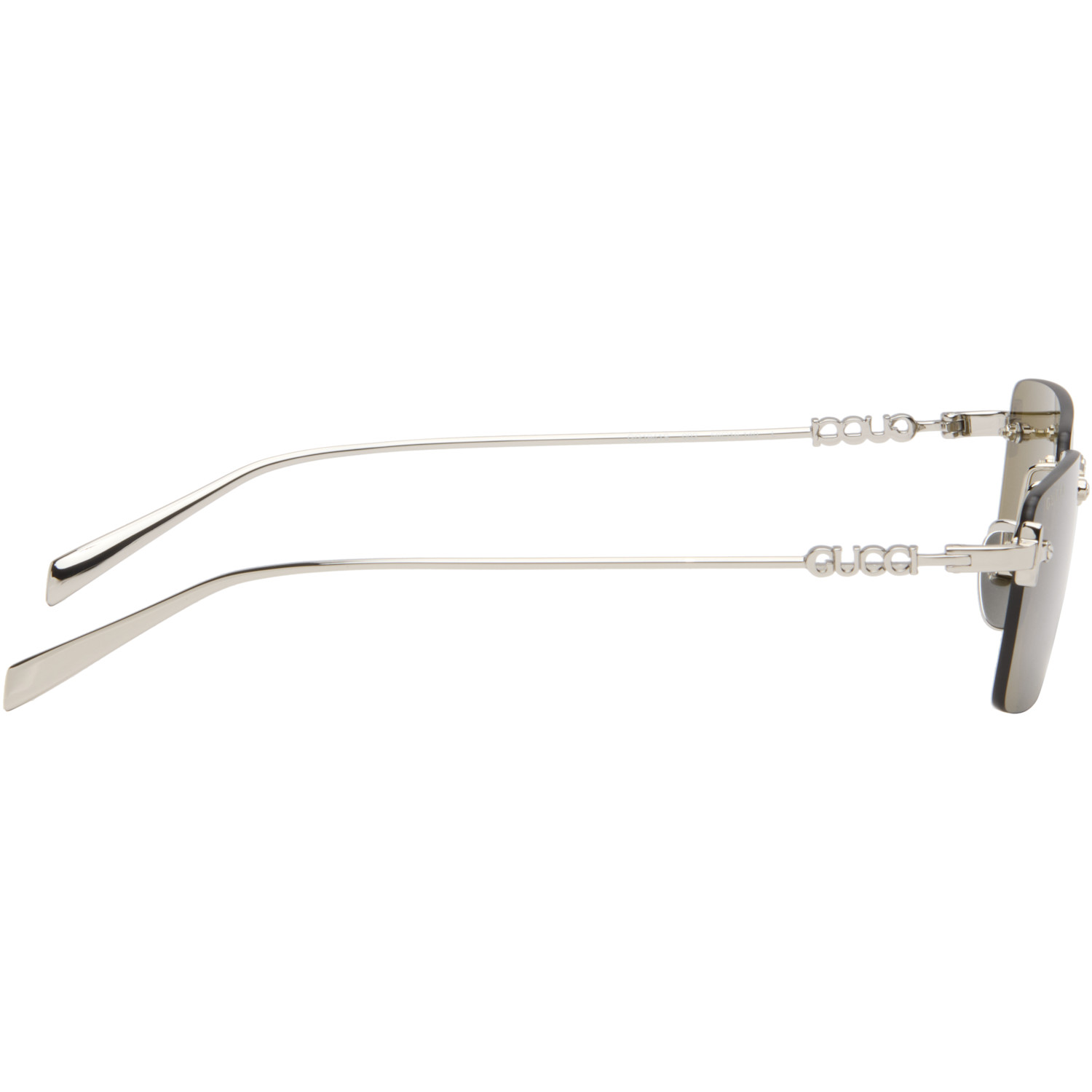  Gucci Silver Rectangular Frame Sunglasses 