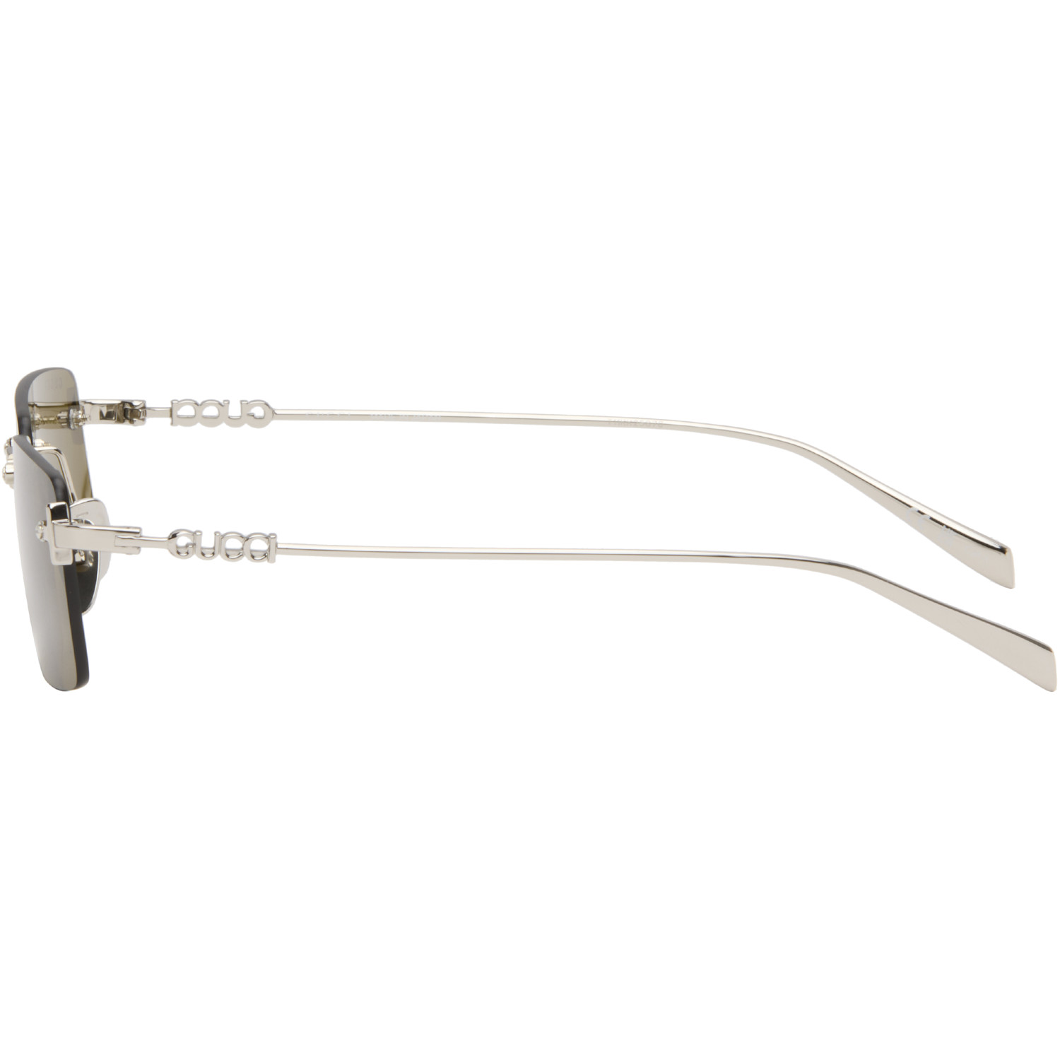  Gucci Silver Rectangular Frame Sunglasses 
