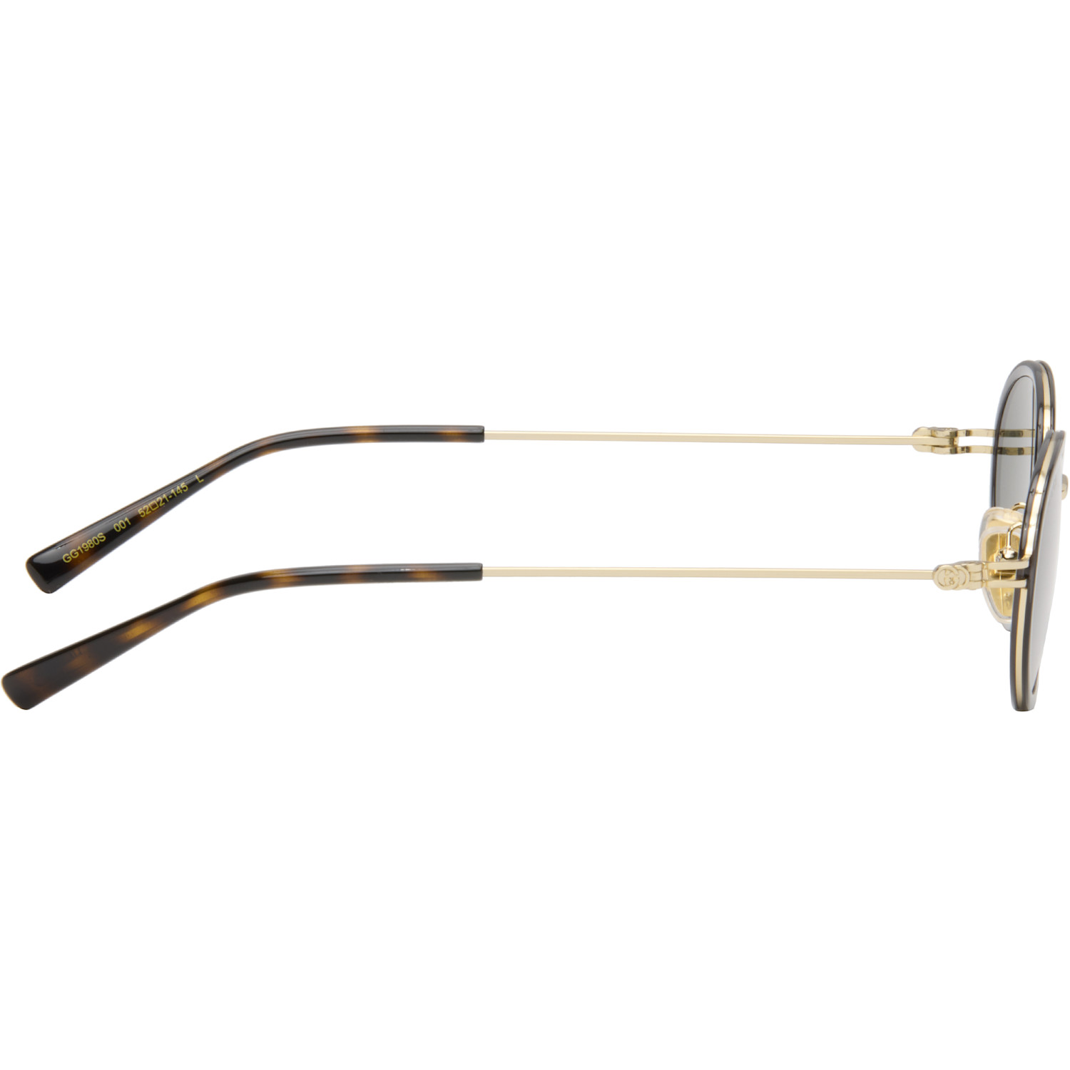  Gucci Gray & Gold Gg Logo Tiny Sunglasses 