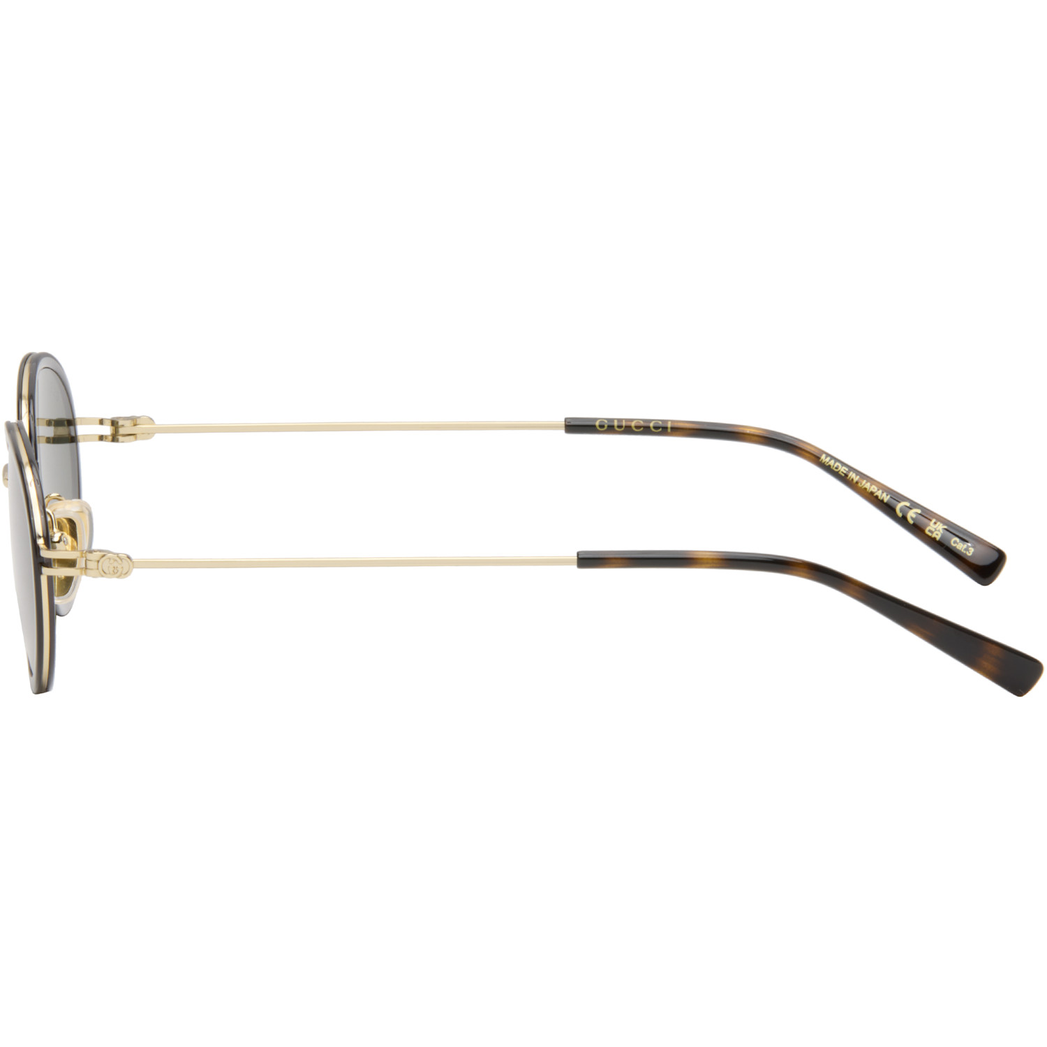  Gucci Gray & Gold Gg Logo Tiny Sunglasses 