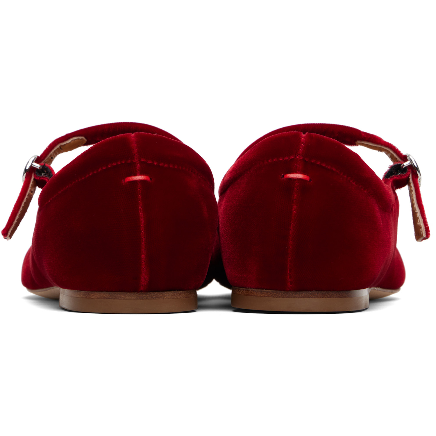  Aeyde Burgundy Uma Velvet Mary-jane Flats 