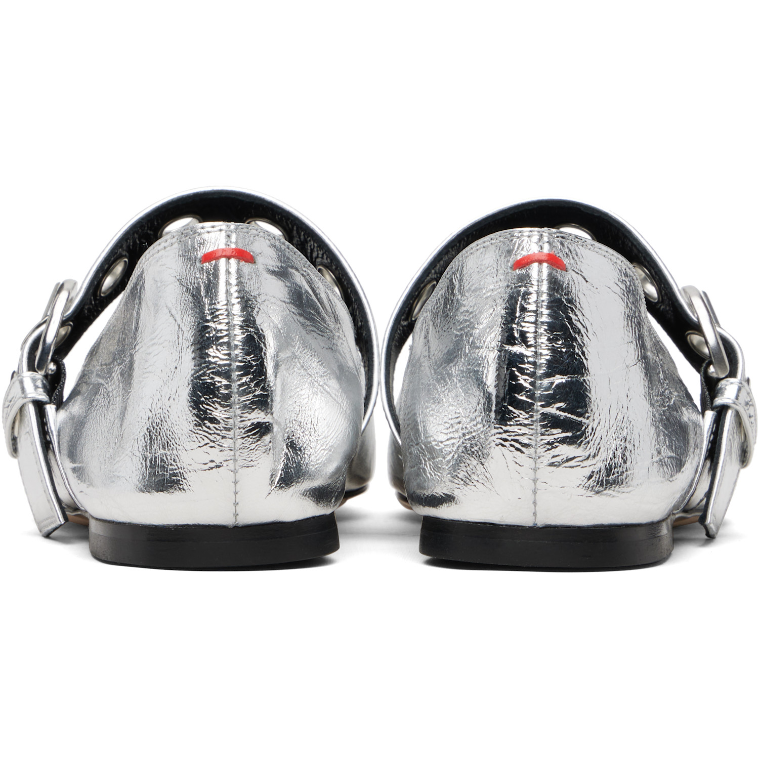  Aeyde Silver Uma Eyelet Ballerina Flats 