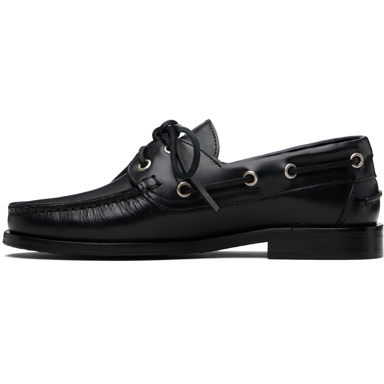  Aeyde Black Harris Leather Boat Shoes 