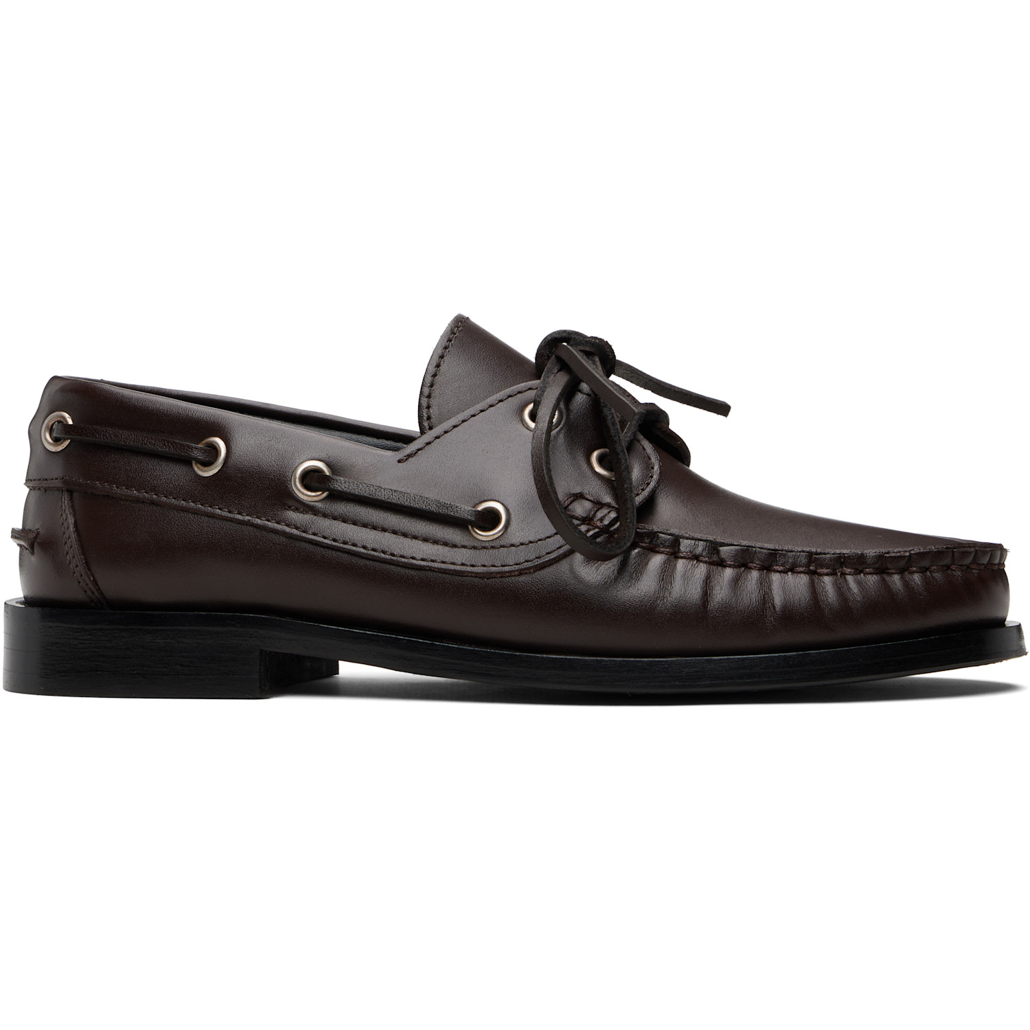 Aeyde Brown Harris Leather Boat Shoes