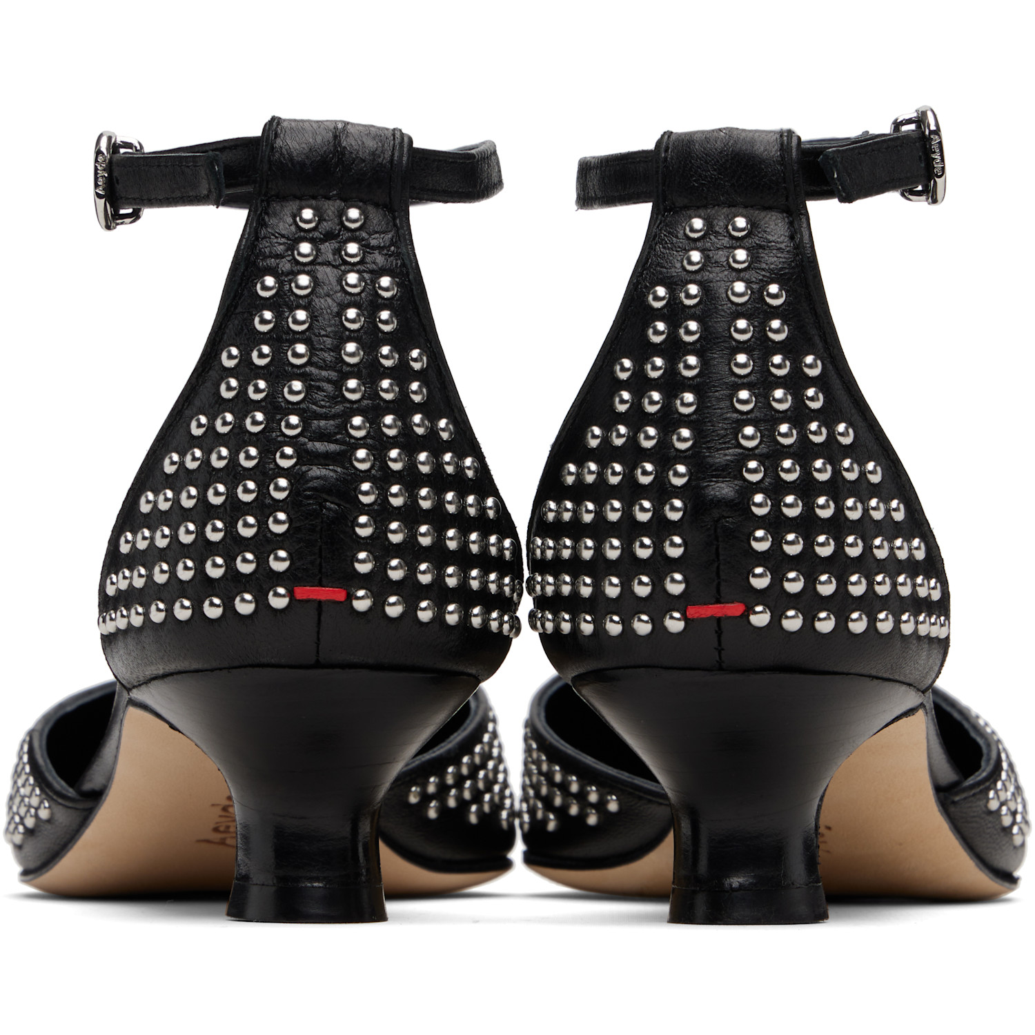  Aeyde Black Liz Mini Stud Leather Heels 