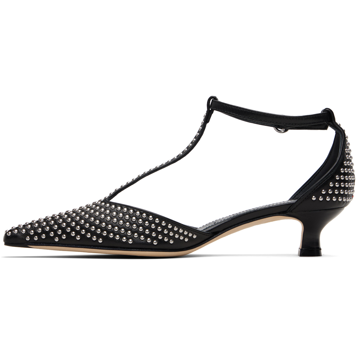  Aeyde Black Liz Mini Stud Leather Heels 