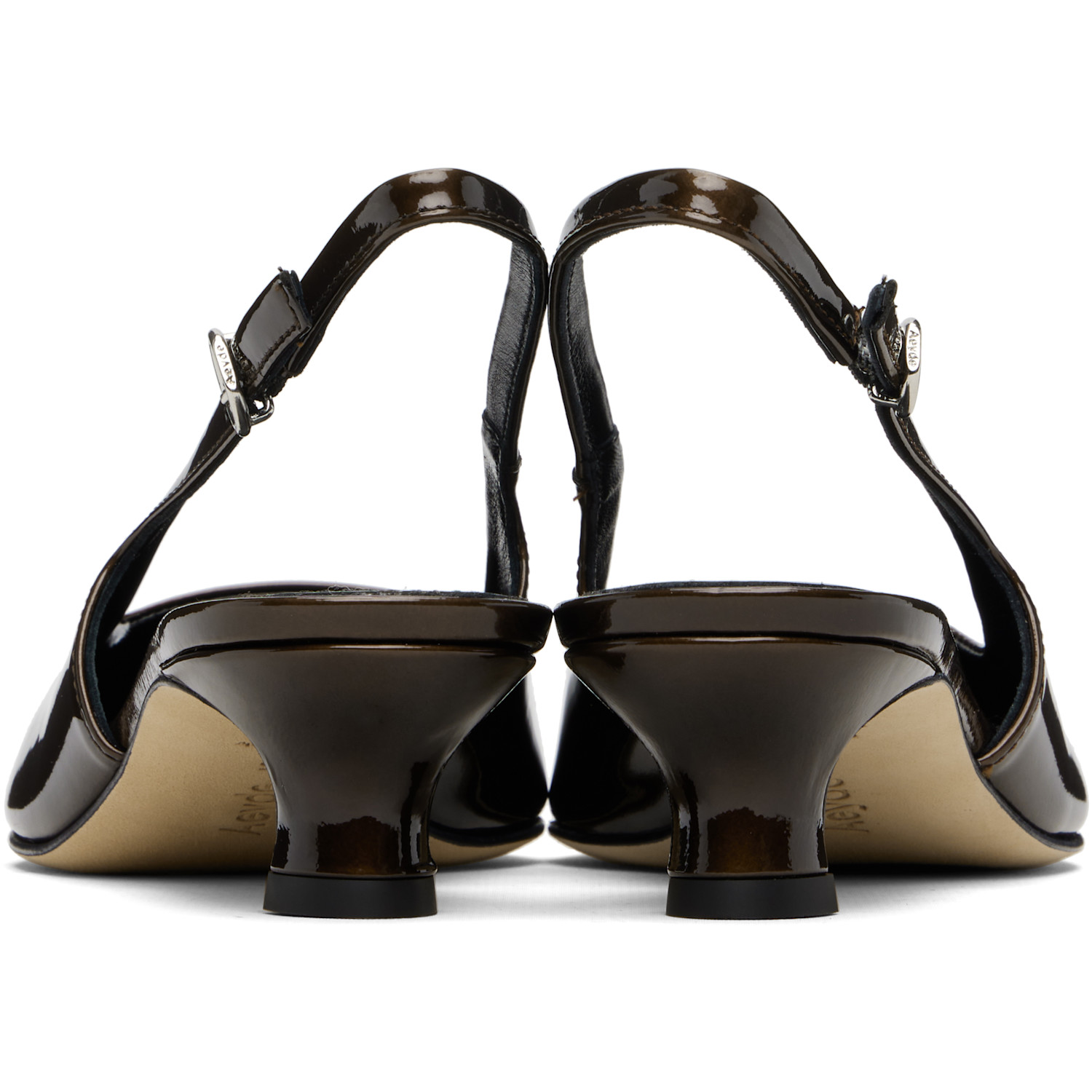  Aeyde Brown Catrina Patent Leather Heels 